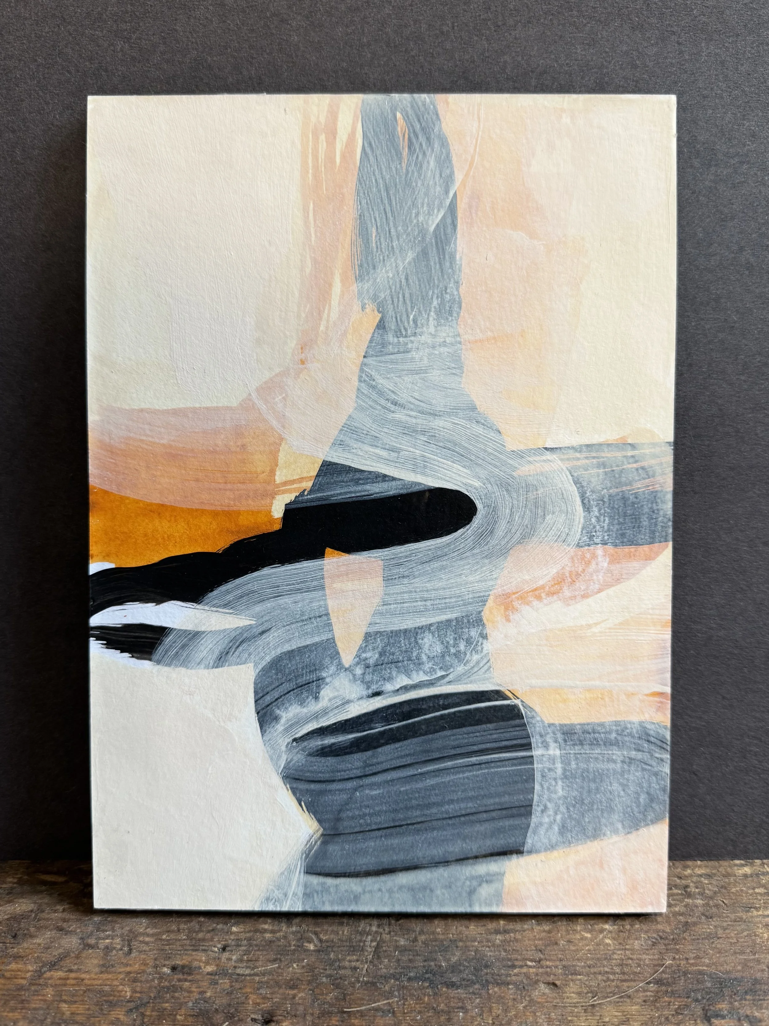 Moor to sea - painting on paper / mounted on wood panel