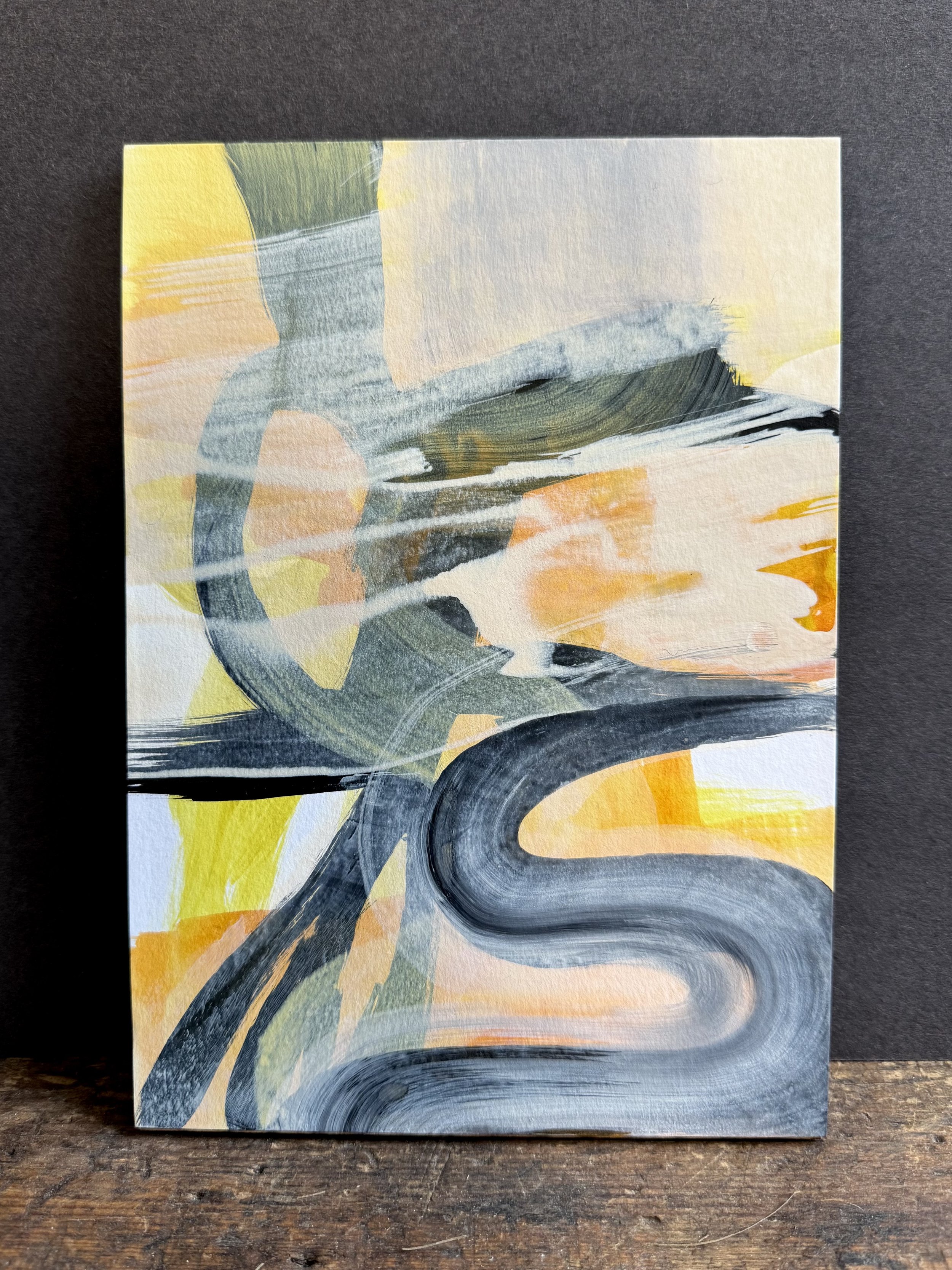 Moor to sea - painting on paper / mounted on wood panel