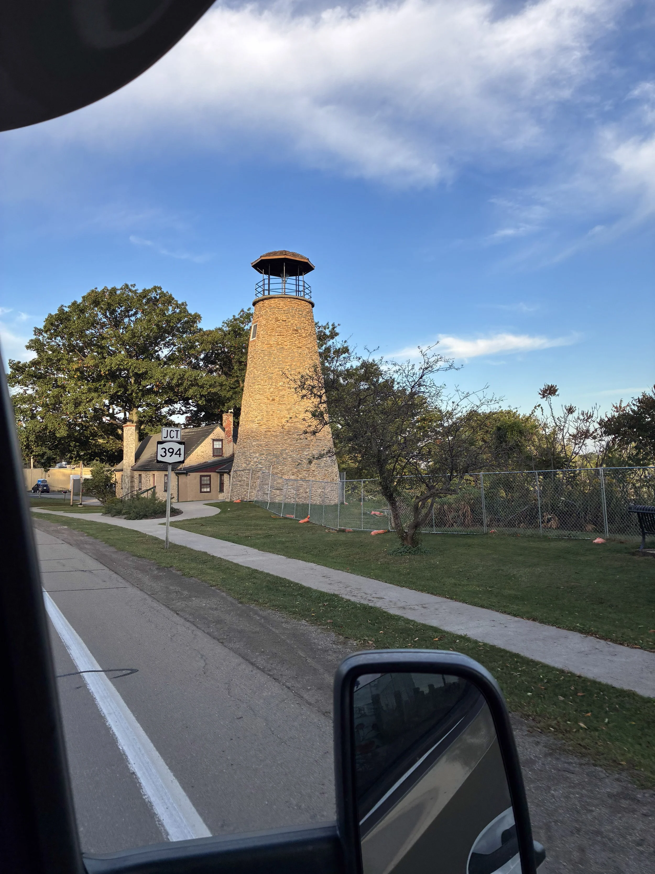 The Barcelona Lighthouse stone tower in Westfield, New York.