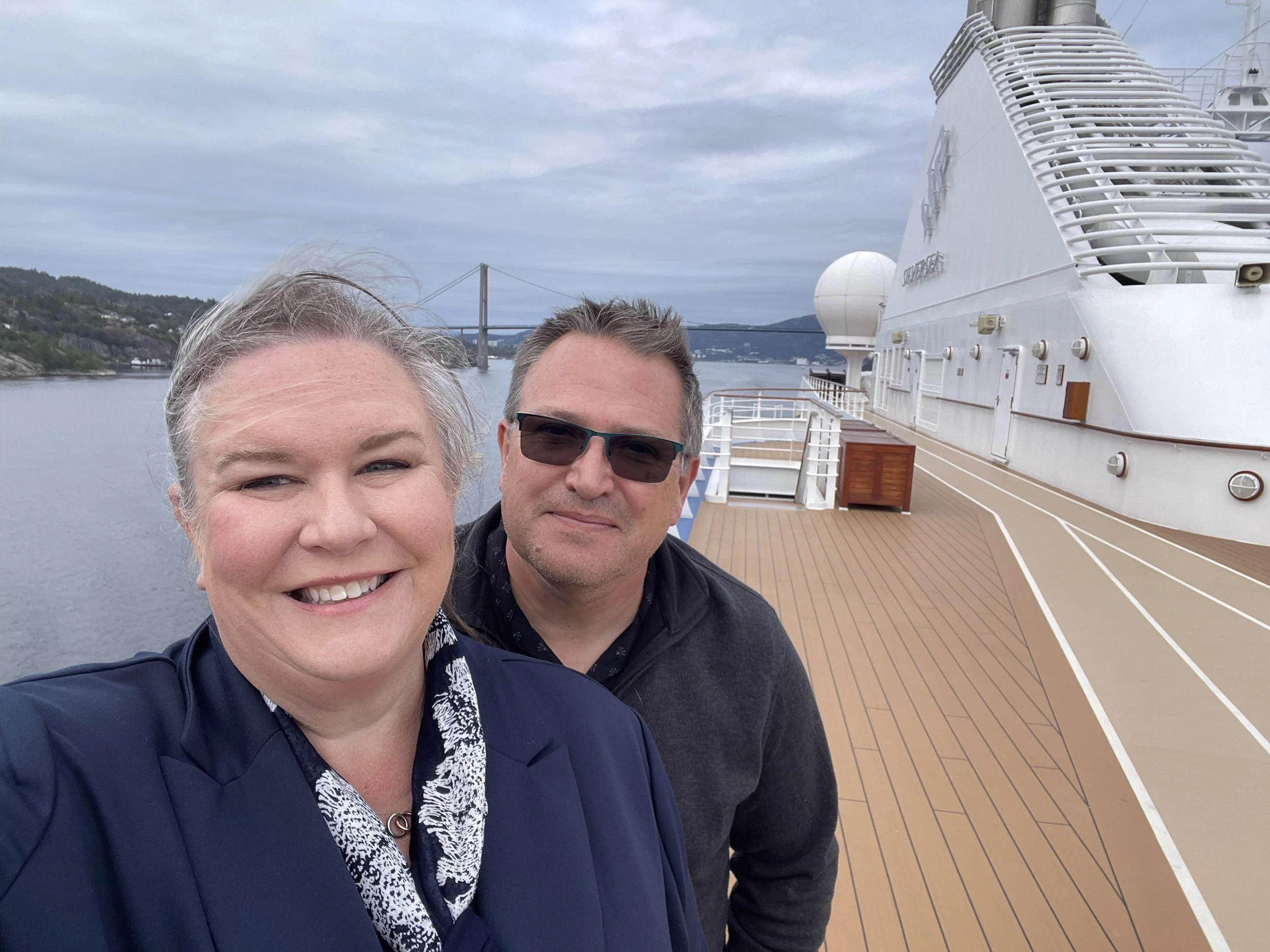 On deck aboard Silversea Silver Dawn as we sailed the coast.