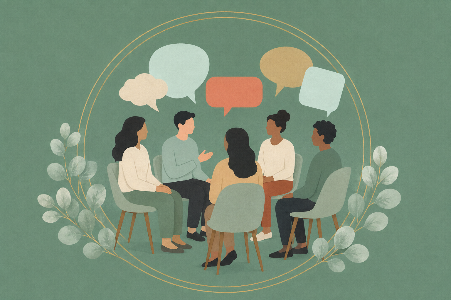 People gathered in a discussion circle