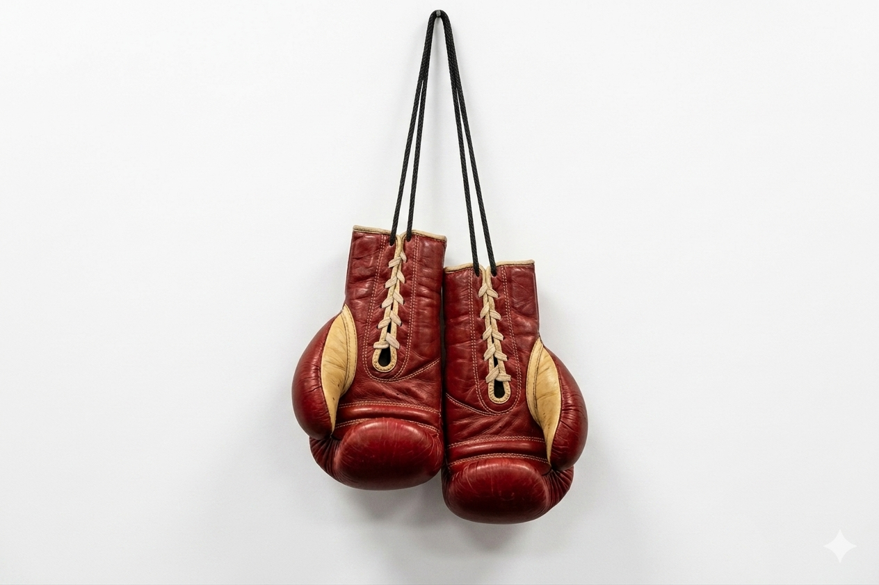 Vintage boxing gloves displayed at Central Oregon Boxing.