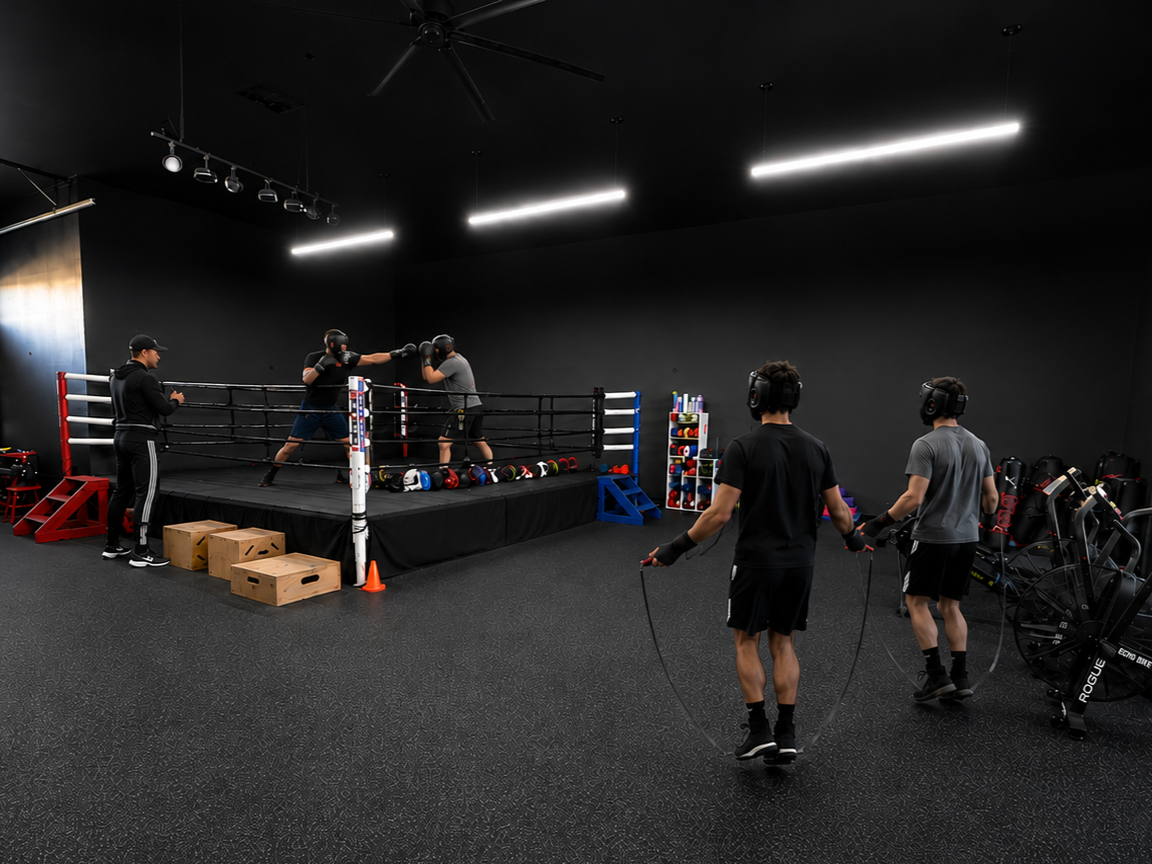 Two boxers sparring at Central Oregon Boxing in Bend Oregon