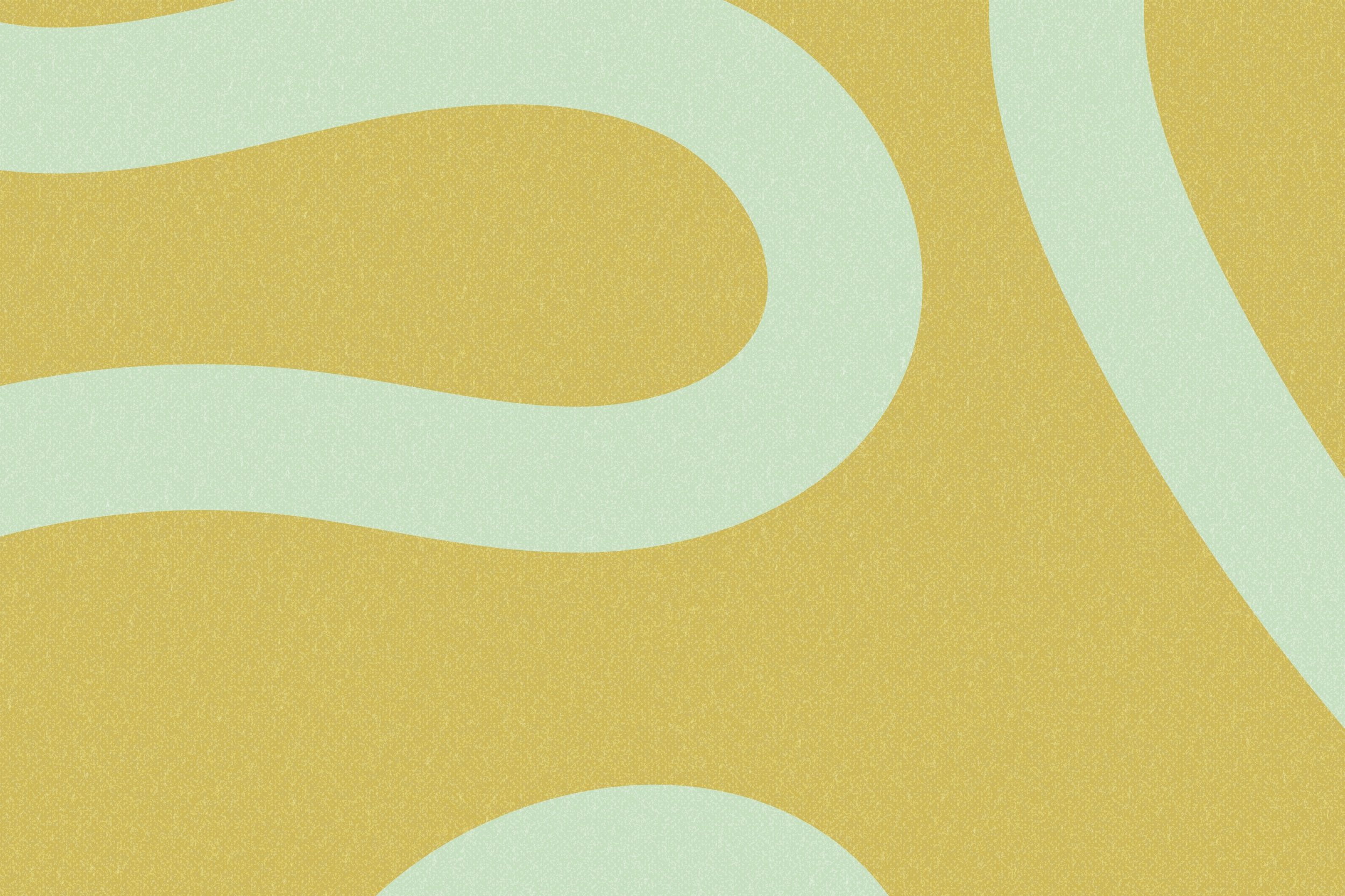 Abstract background with wavy shapes in muted pastel colors of green and yellow.