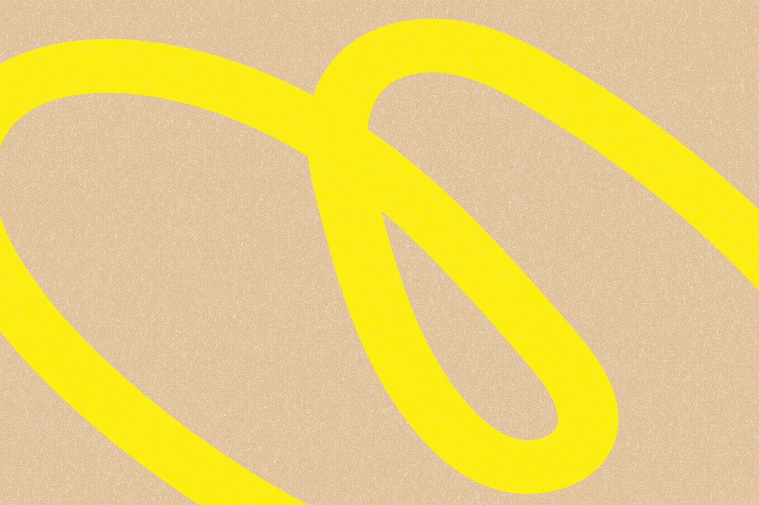 Abstract digital artwork with yellow curved lines on a beige textured background.