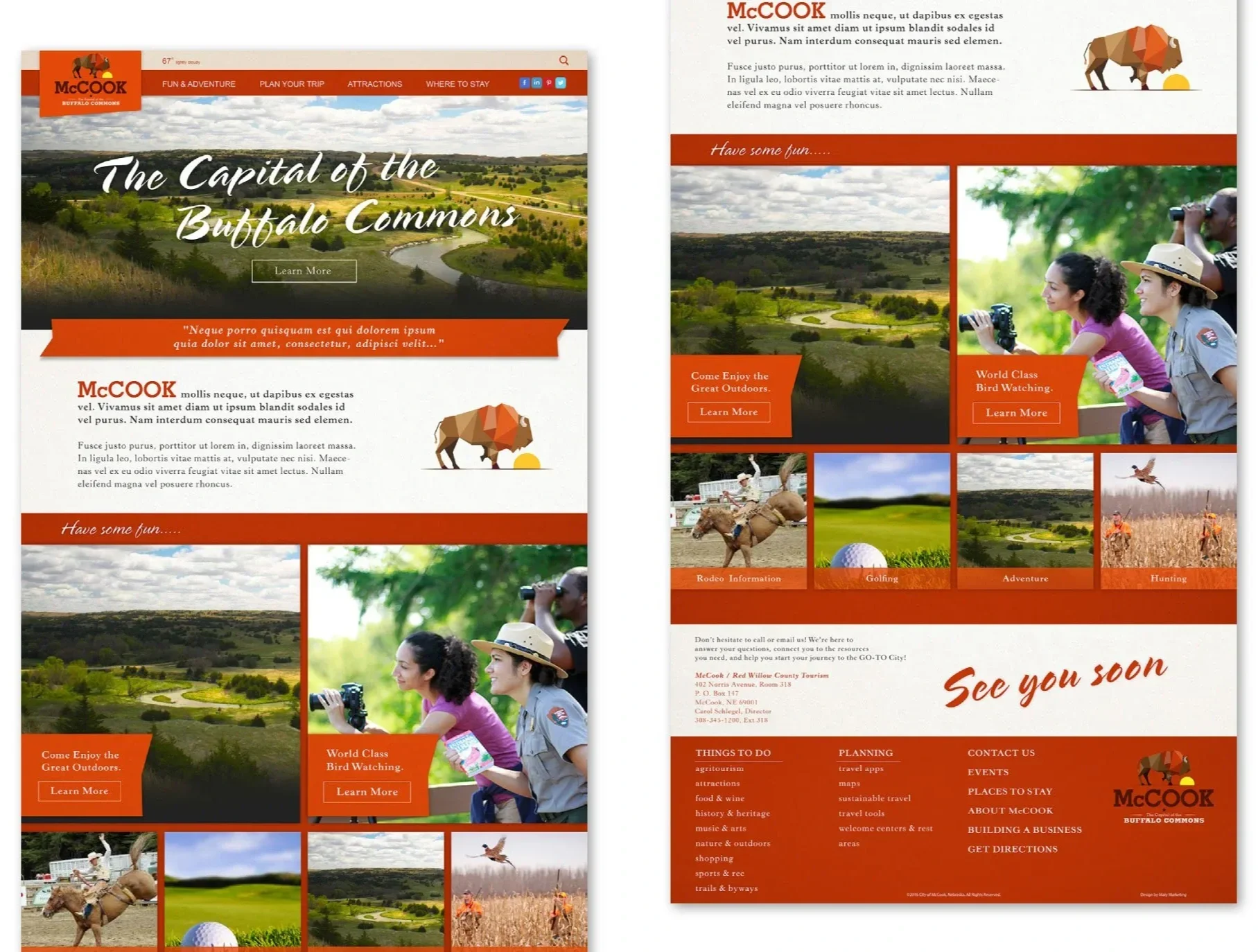 A close-up UI mockup displaying clean, visual navigation cards and category filters for local attractions, outdoor activities, and dining.