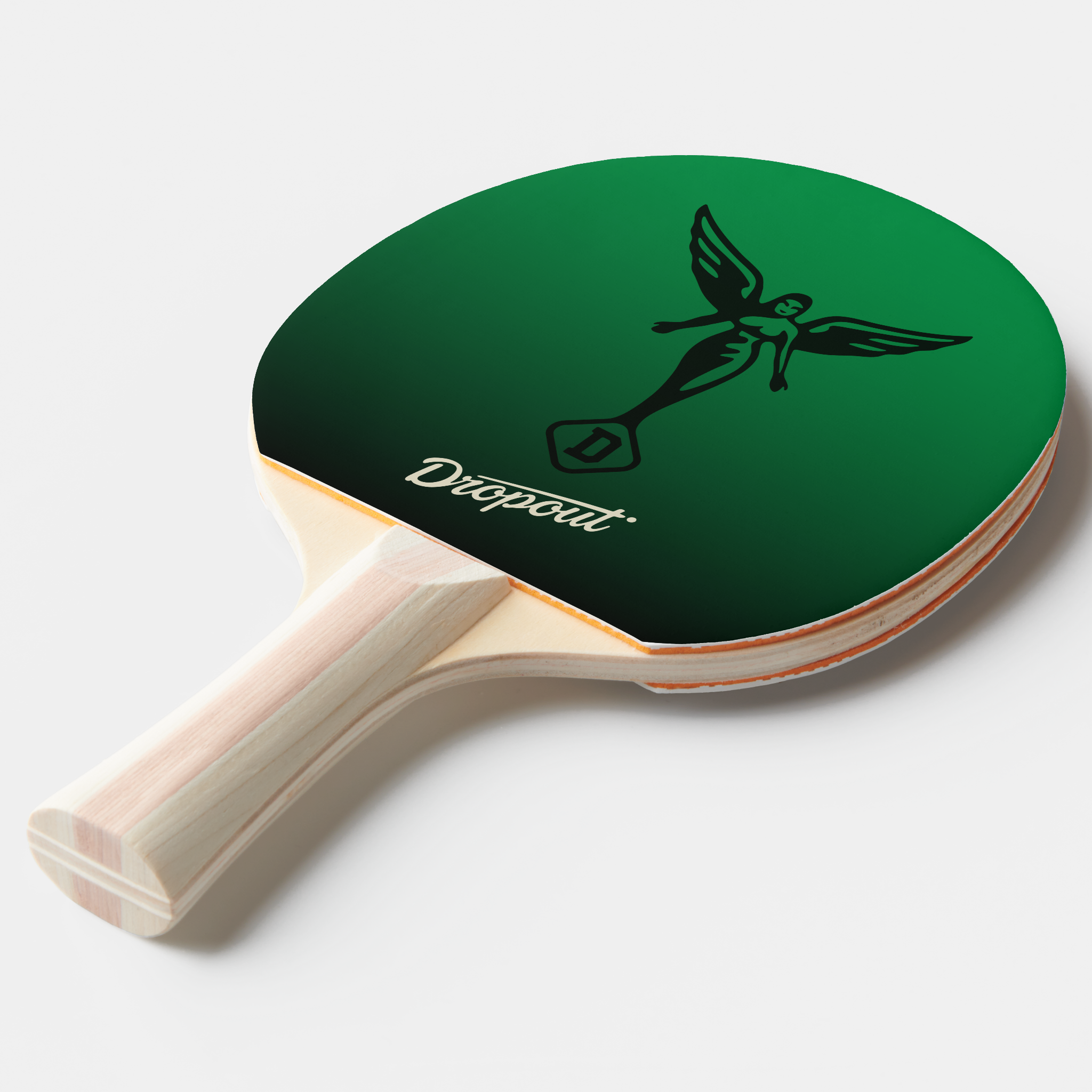 Zazzle Dropout Angel Green Ping Pong Paddle (Front Angle).png