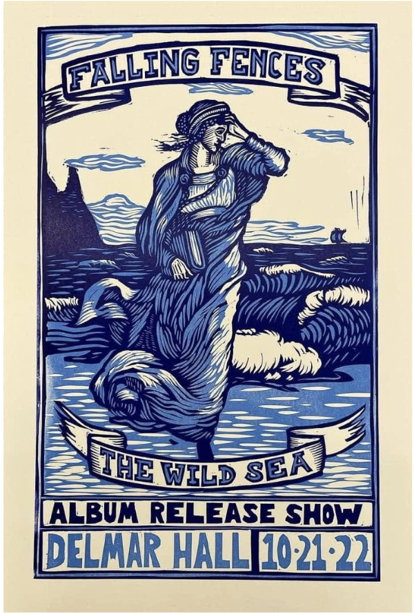 Poster for the Falling Fences The Wild Sea album release show at Delmar Hall, October 21, 2022.