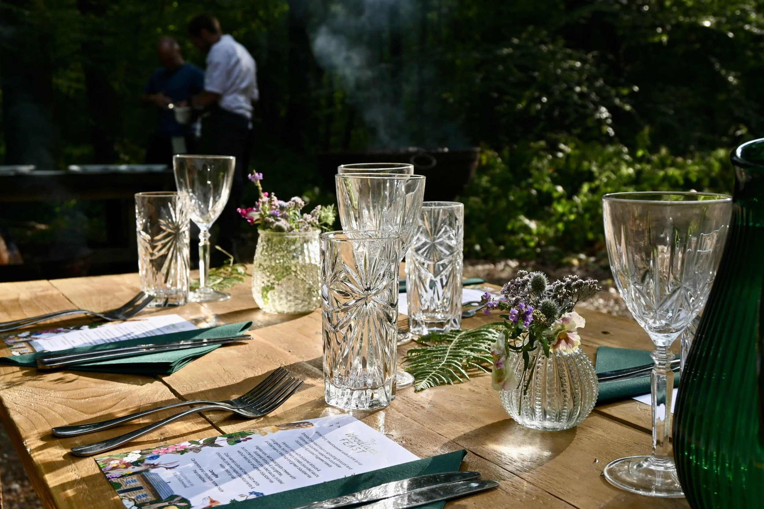 cocktails on arrival outdoor woodland event Chilterns