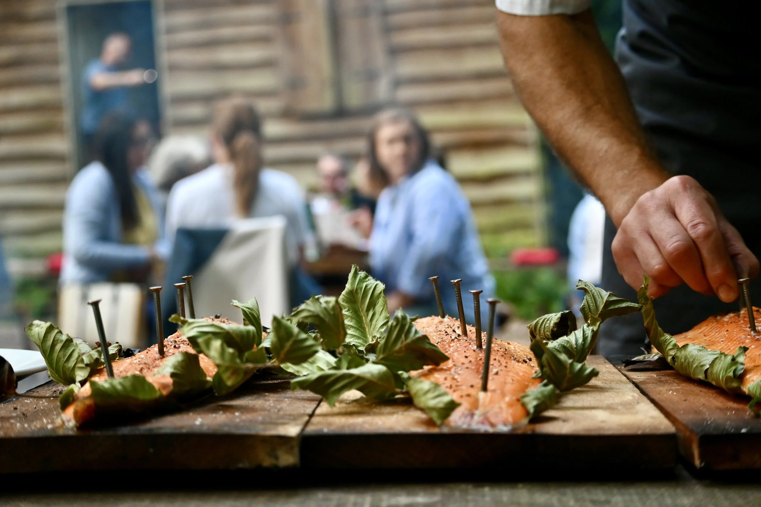 food cooked over fire Chilterns woodland feast