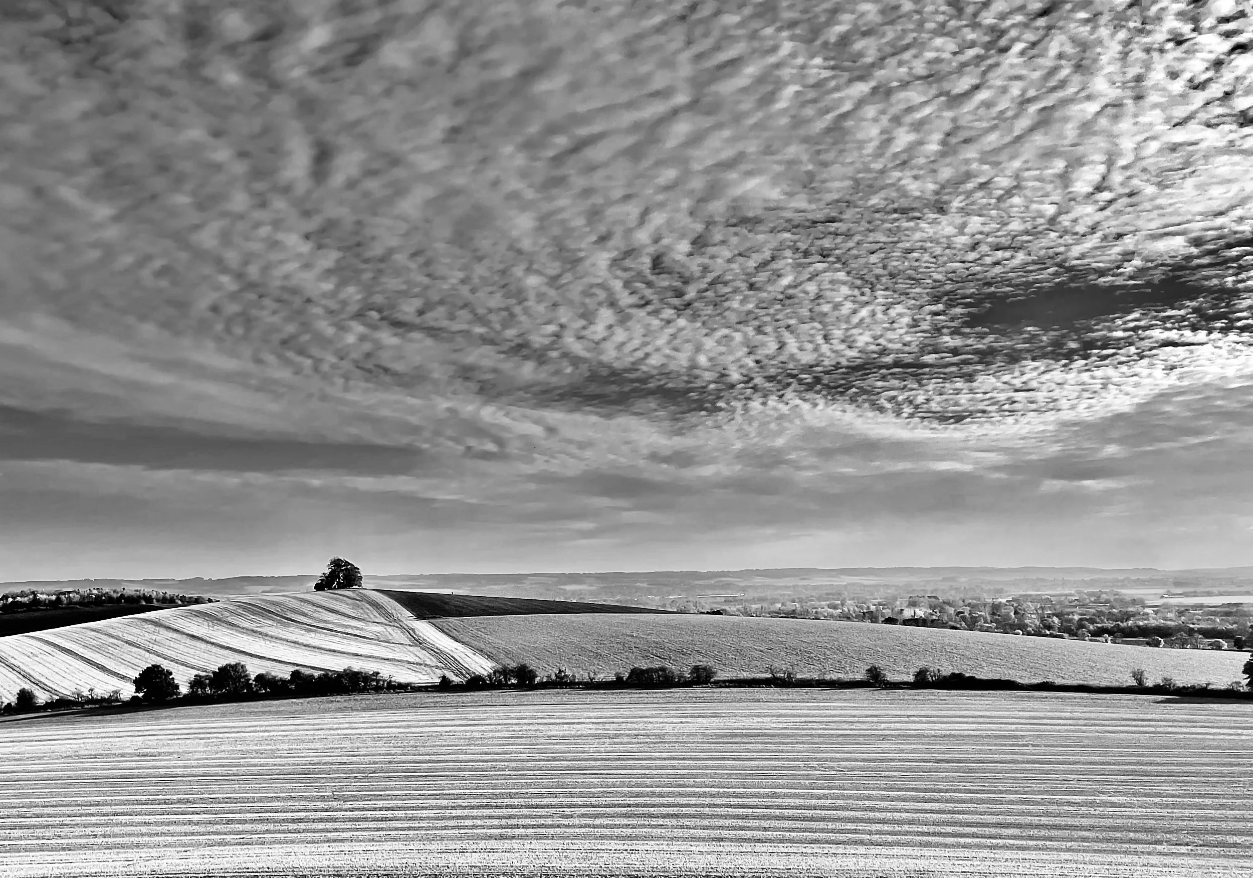 dramatic cloudscape fields black and white photograph print