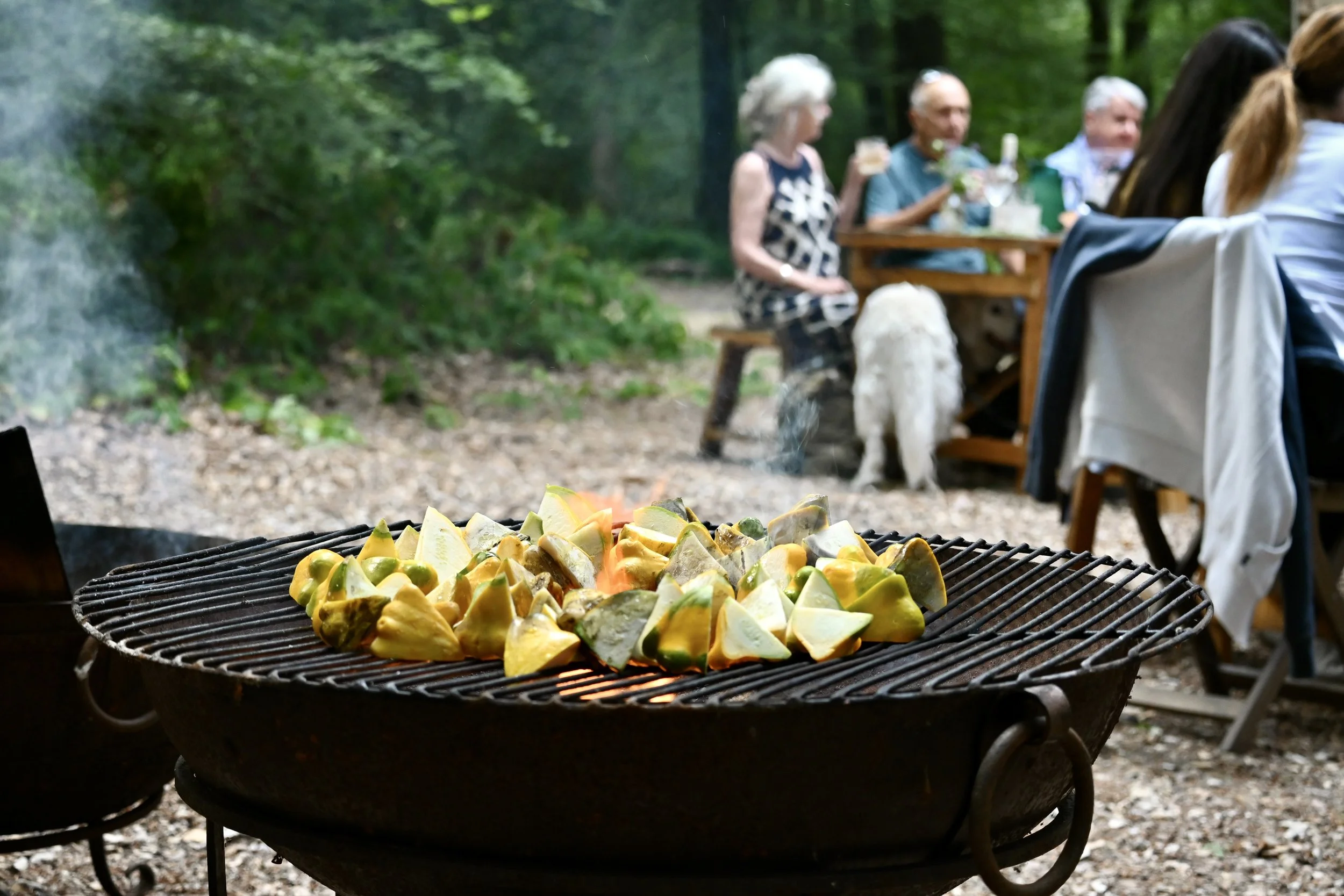 food cooked over fire Chilterns woodland feast