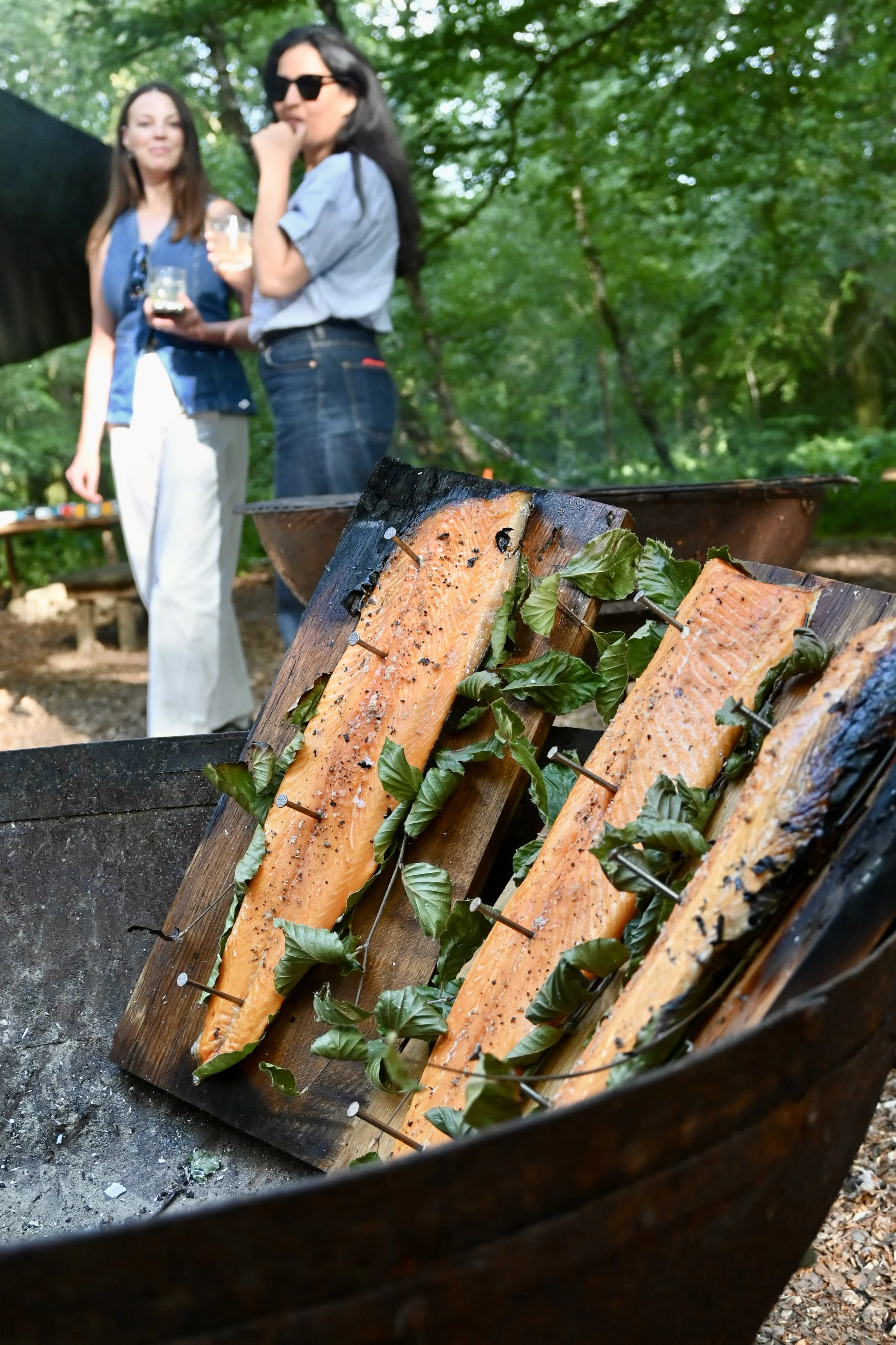 food cooked over fire Chilterns woodland feast