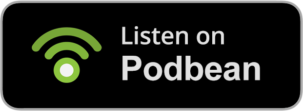 Podbean logo with text 'Listen on Podbean' and Wi-Fi signal icon.