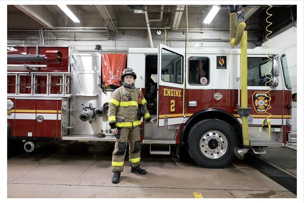 Gaelen Walsh, a firefighter with the Ithaca Fire Department, packs equipment at the downtown station in Ithaca, N.Y. Walsh, a lifelong Tompkins County resident, joined the department nearly two years ago after graduating from high school.