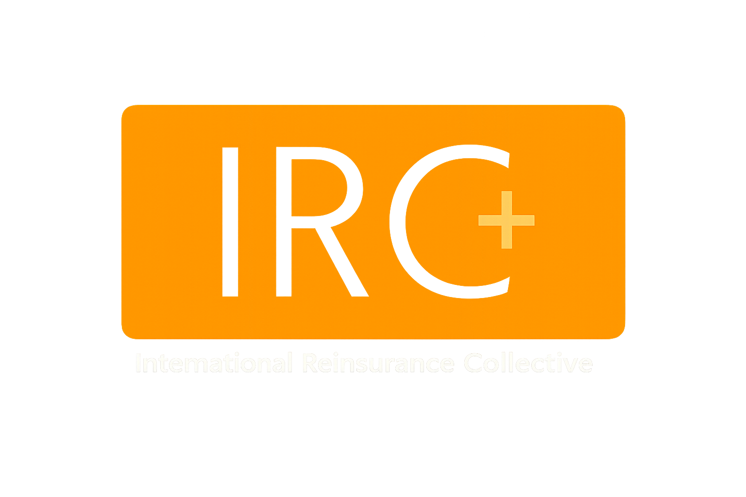 Logo of the International Reinsurance Collective featuring an orange rectangle with 'IRC+' in black letters and 'International Reinsurance Collective' written below in white text.