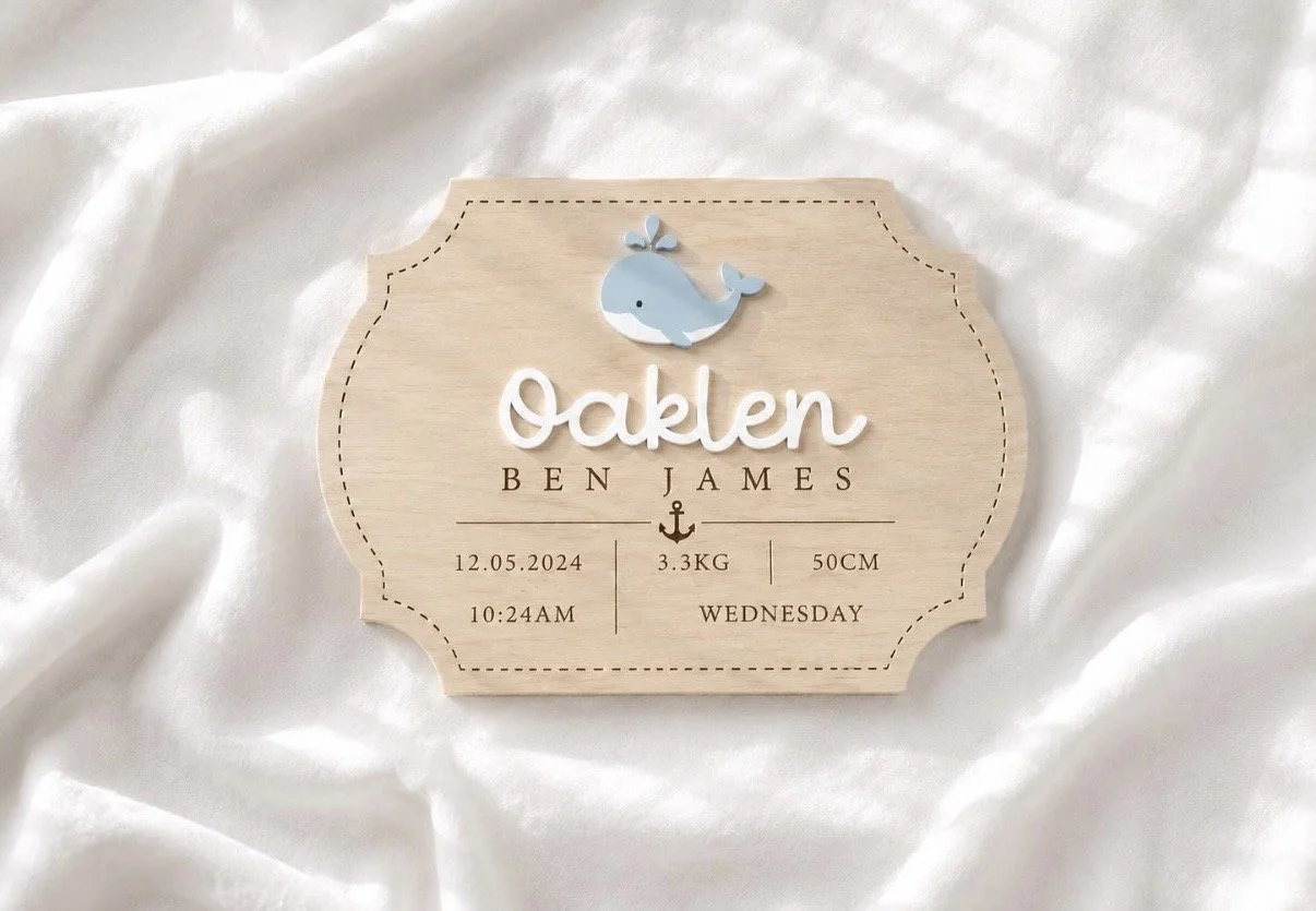 Whale Baby Announcement Sign