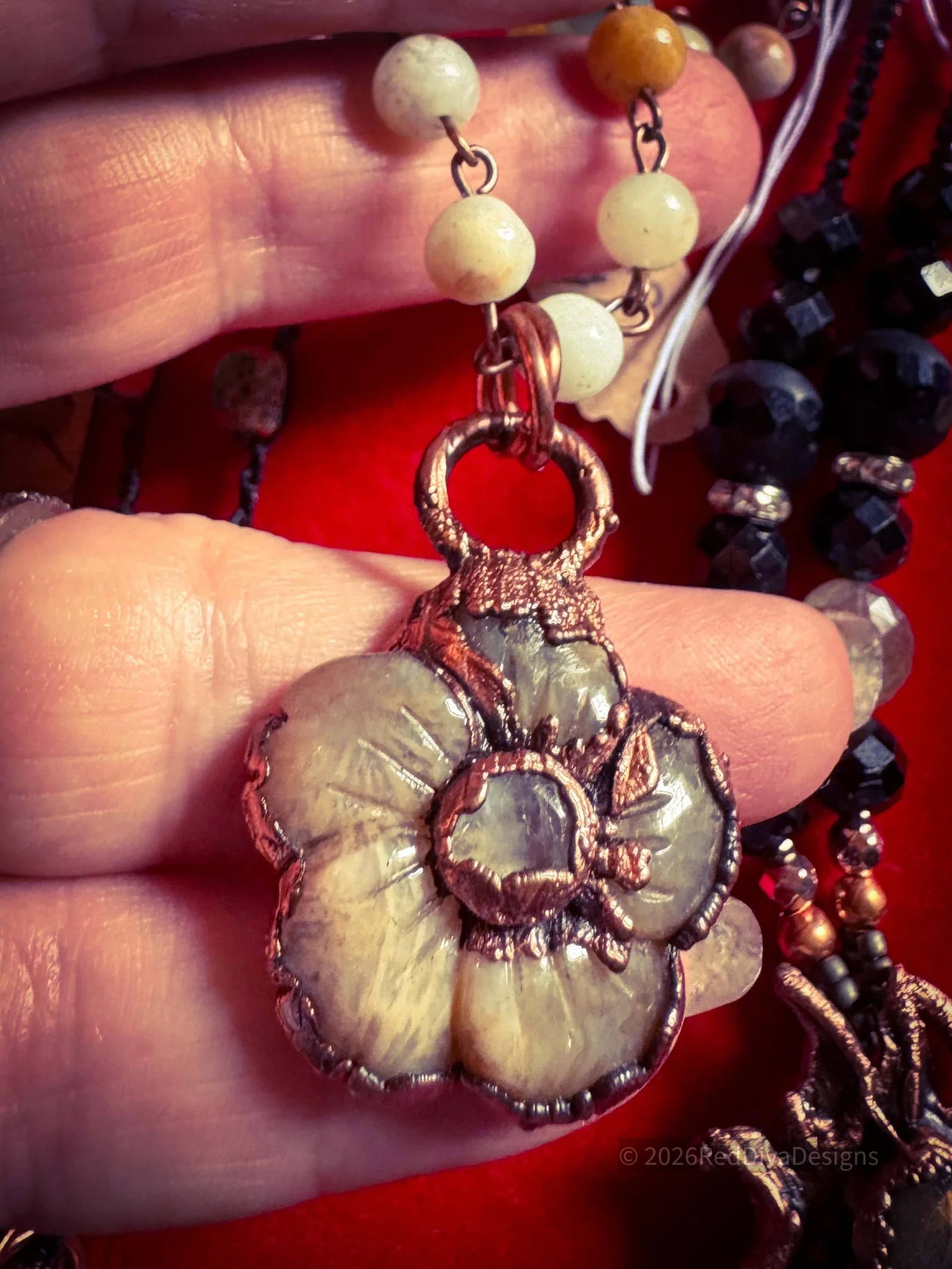 Flower Agate with Moonstone Flower
