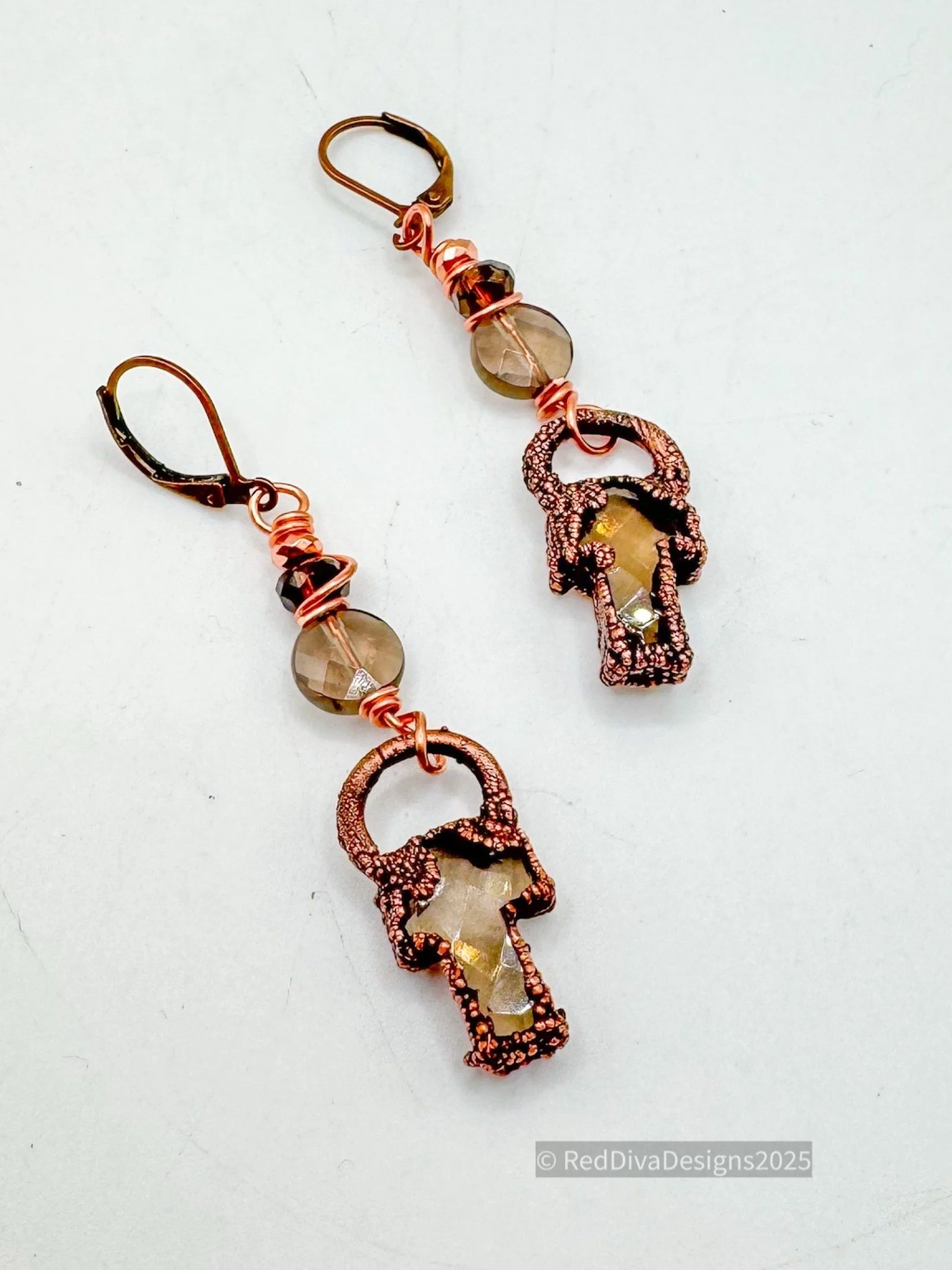 Smokey Quartz cross Earrings