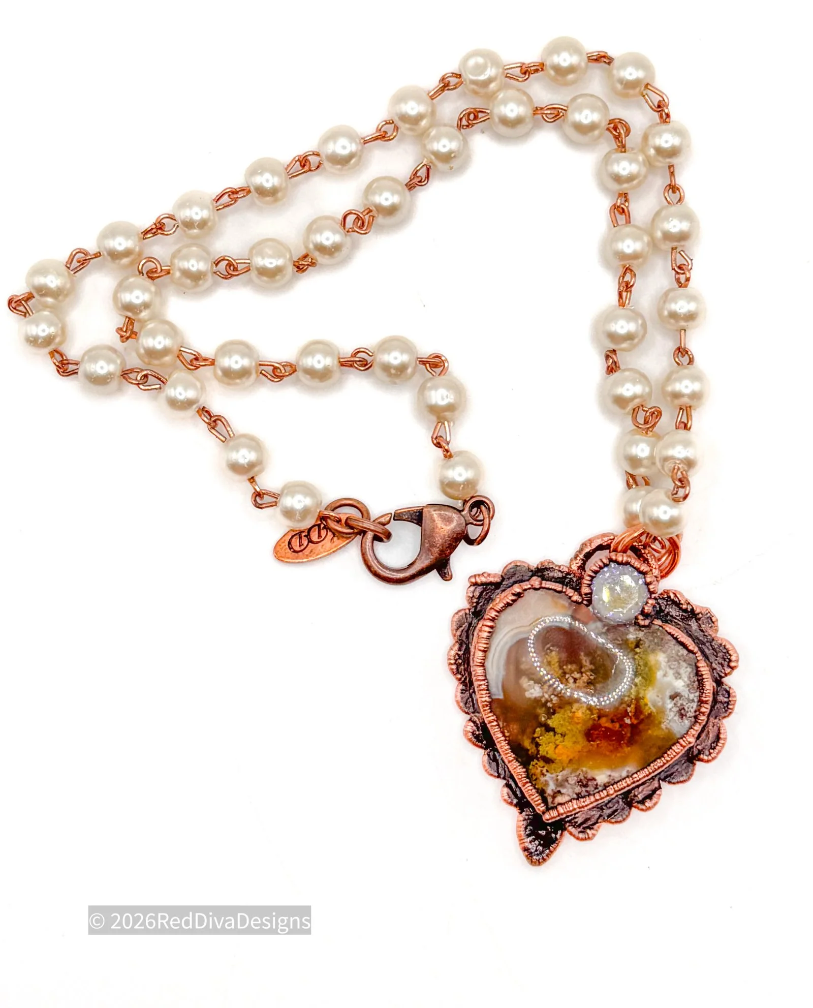 Moss Agate Scalloped Heart