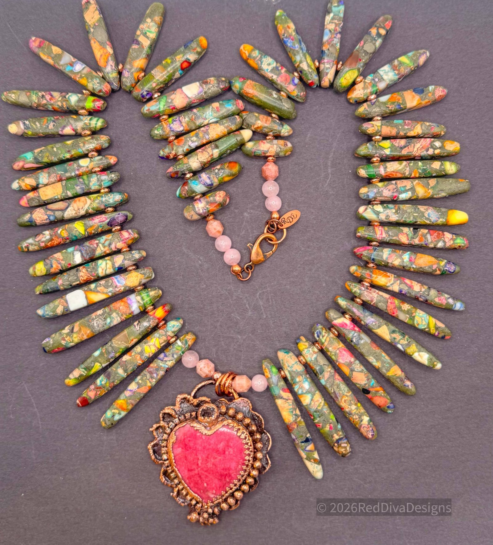 Thulite Scalloped Heart
