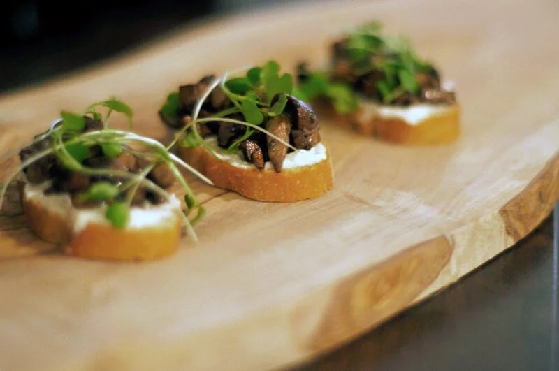 Vegan mushroom crostini.