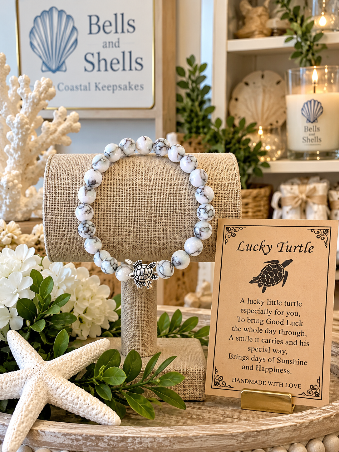 Marble Bead Lucky Turtle Bracelet