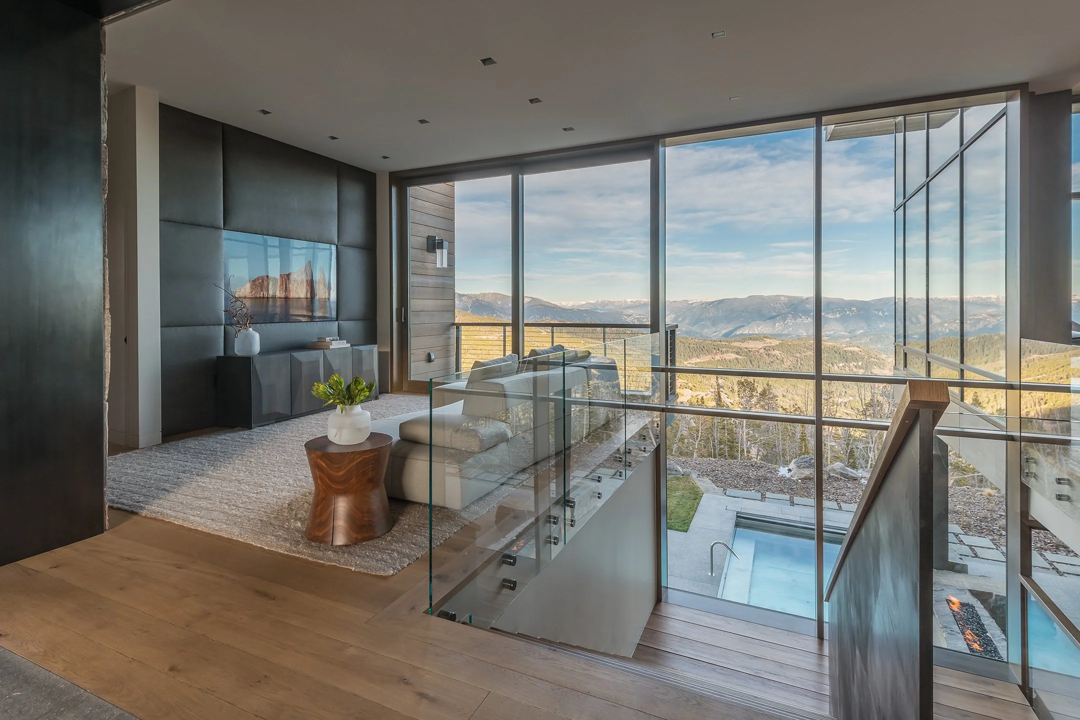 Integrated entertainment with mountain views