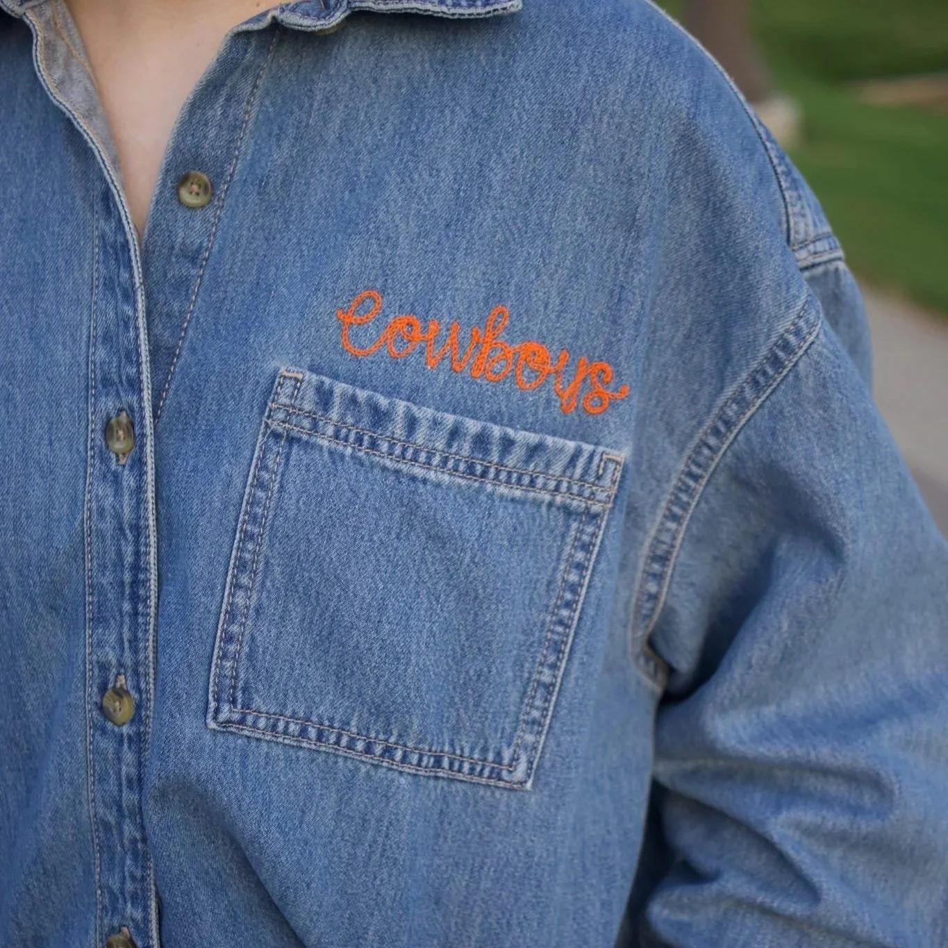 Cowboys Chainstitched Button Down