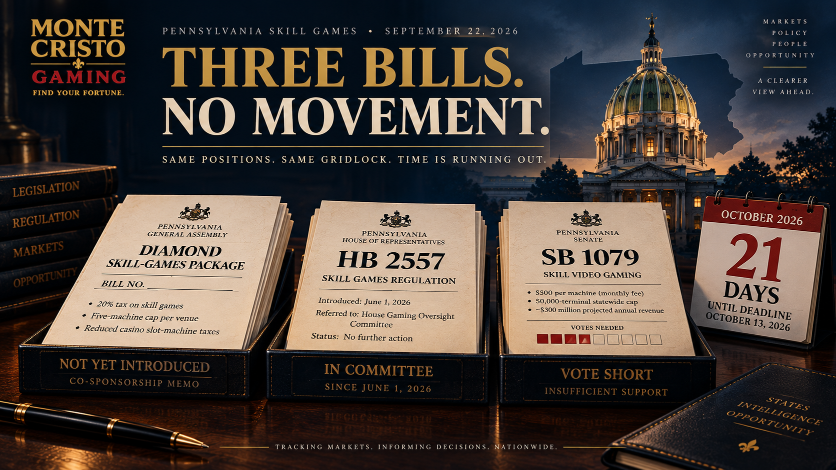 Three Pennsylvania Skill-Games Bills Exist Right Now. None of Them Is Actually Moving.