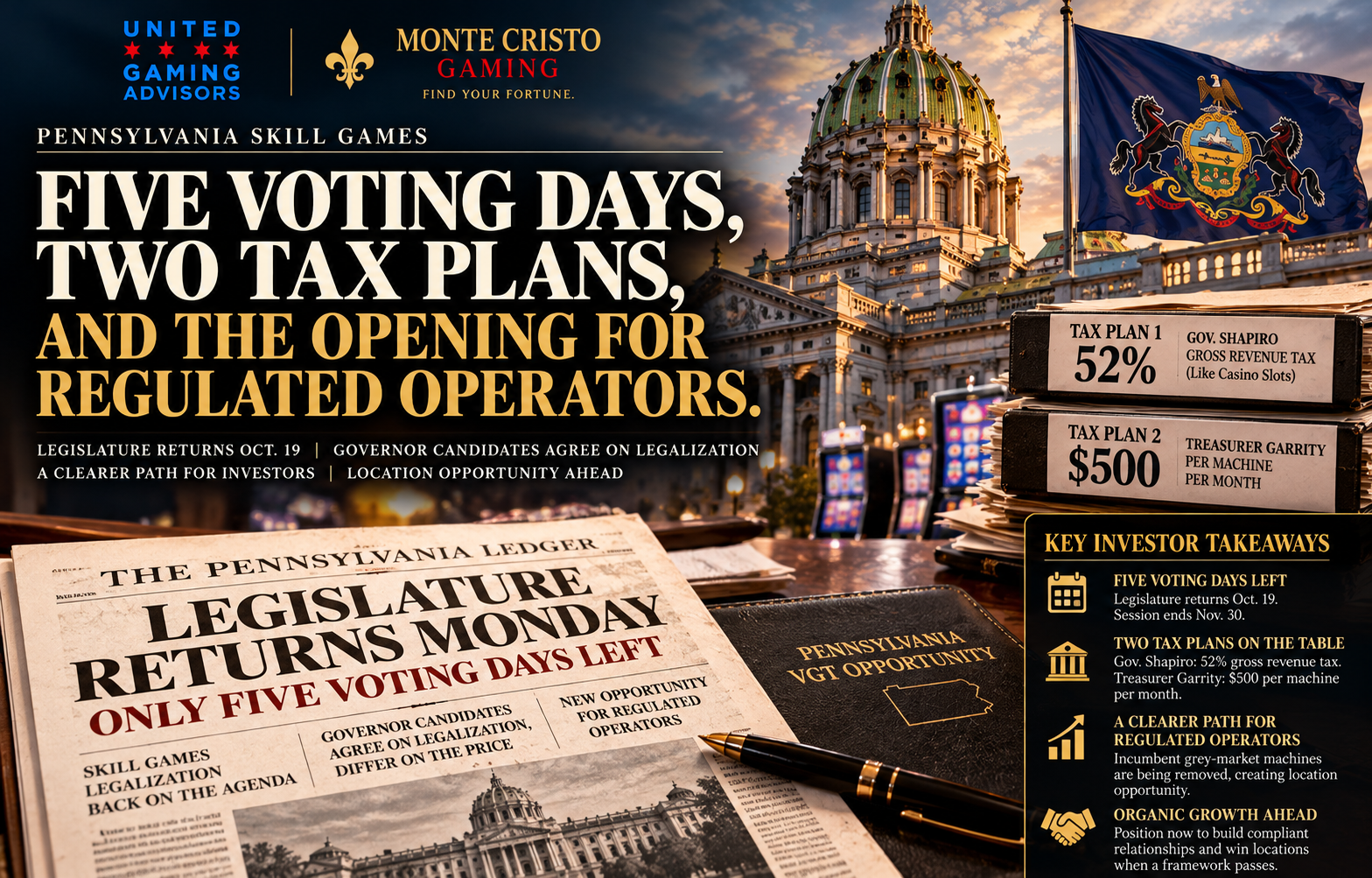 Pennsylvania Skill Games: Five Voting Days, Two Tax Plans, and the Opening for Regulated Operators