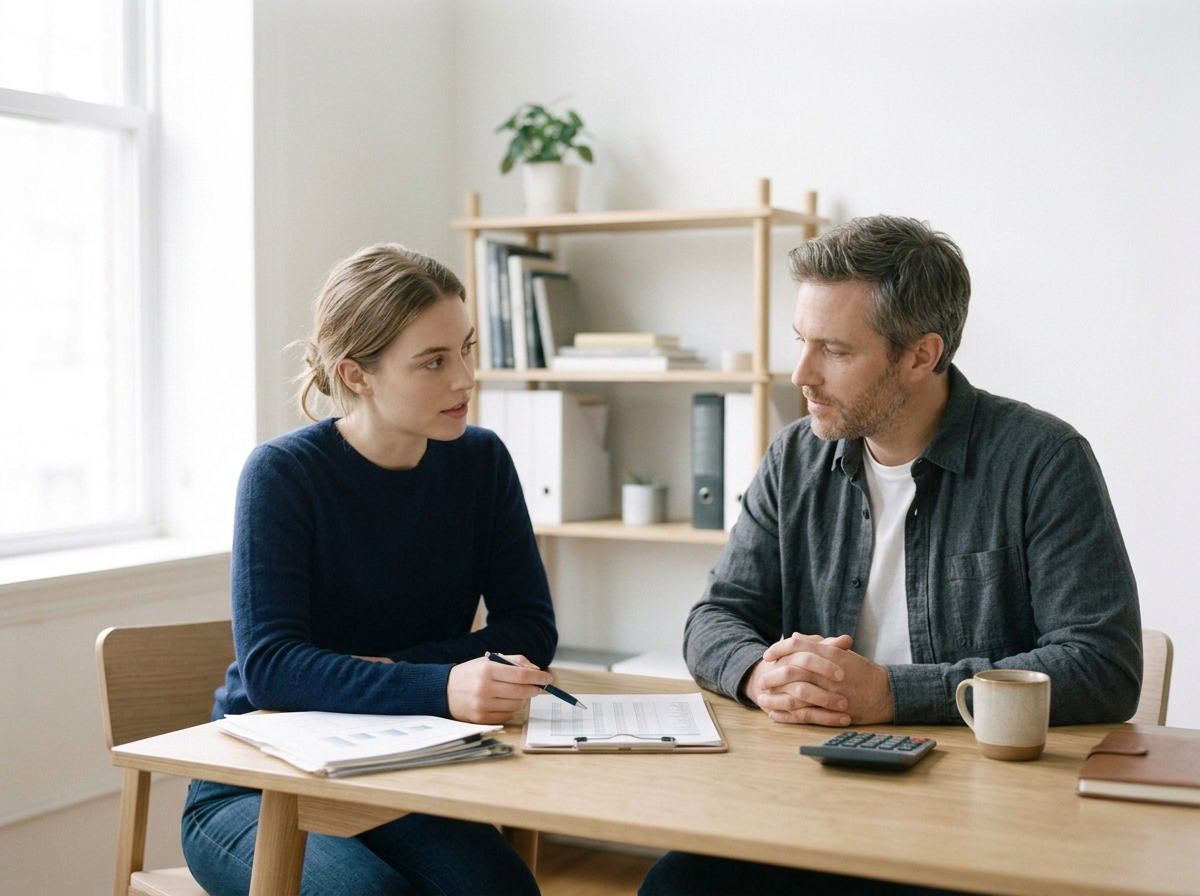 A young woman bookkeeper and client meeting to go over monthly or quarterly bookkeeping