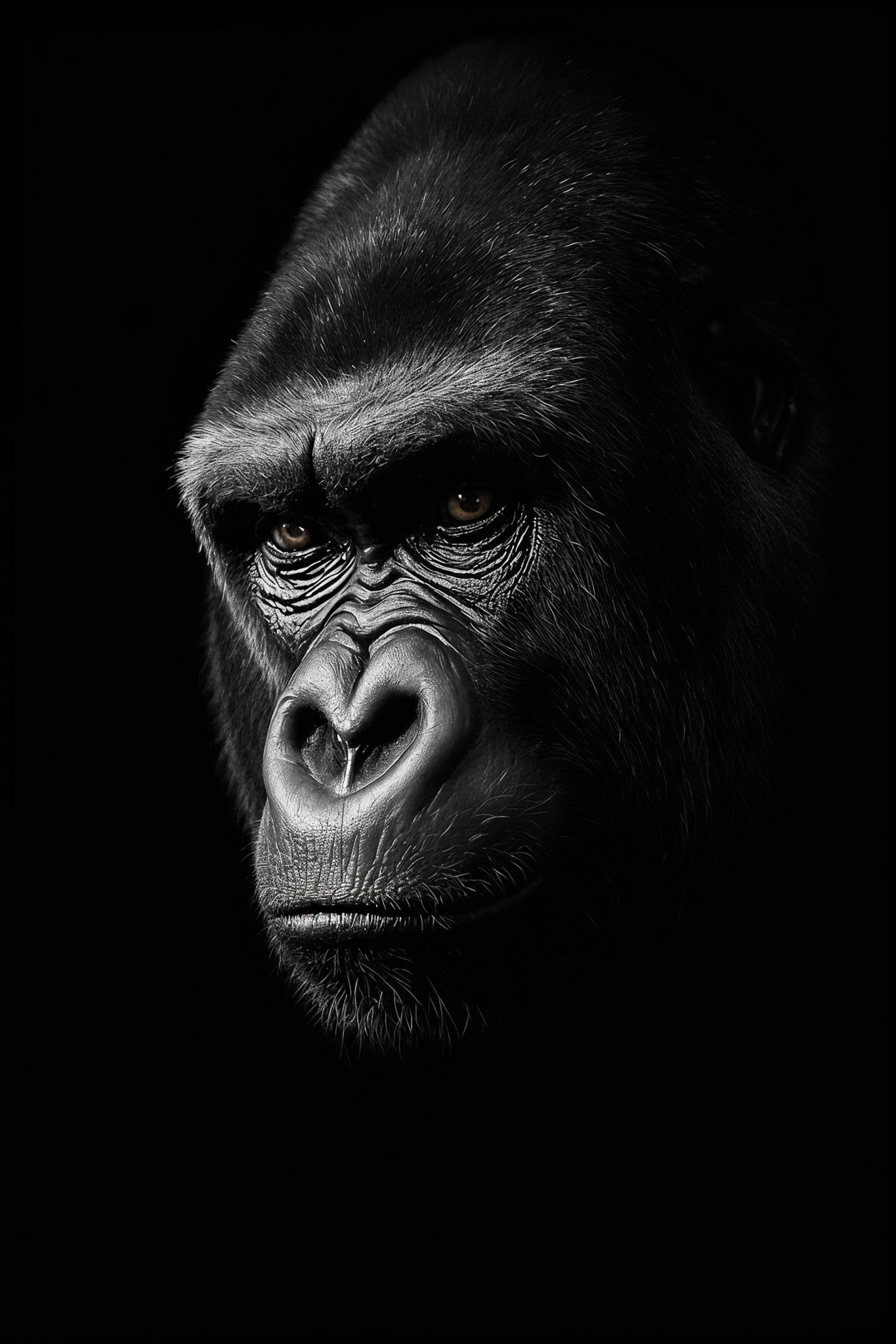 gorilla-portrait-black-white-wall-art
