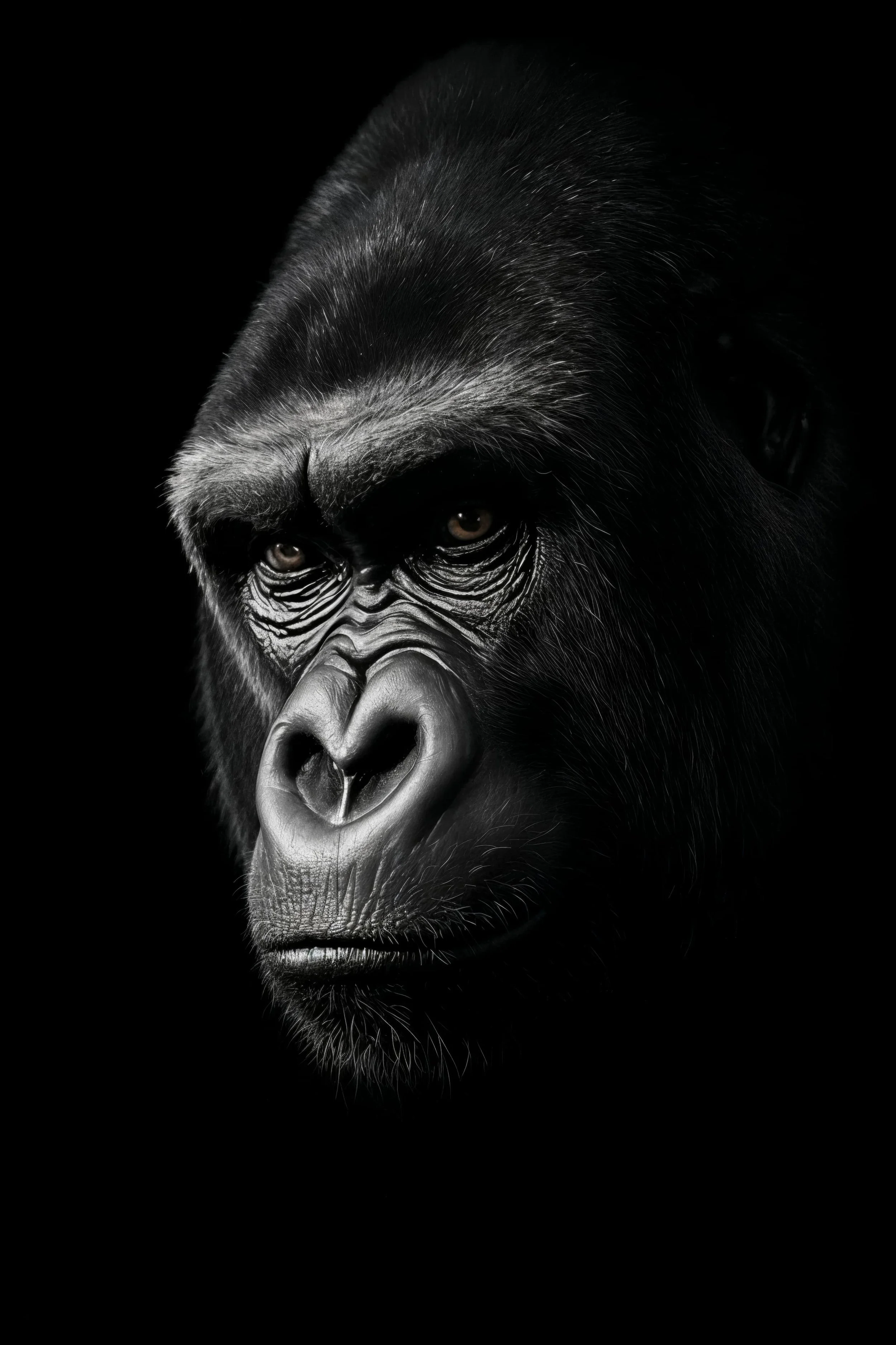 Silverback Gorilla Portrait — Black and White Wildlife Print