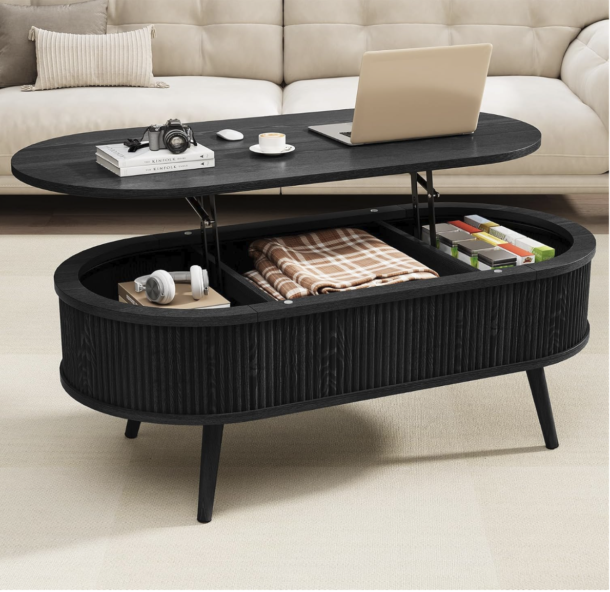 The storage coffee table is perfect for any space.