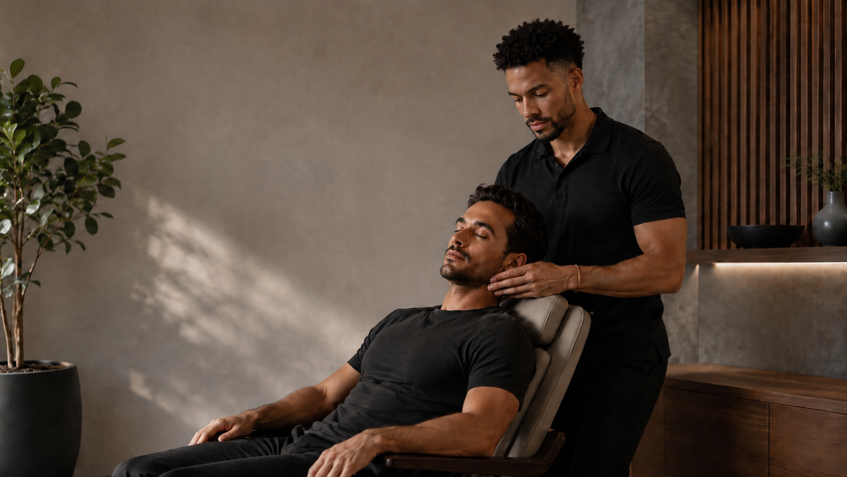 Founder or professional getting Massage/bodywork from certified practitioner person of color, northern California
