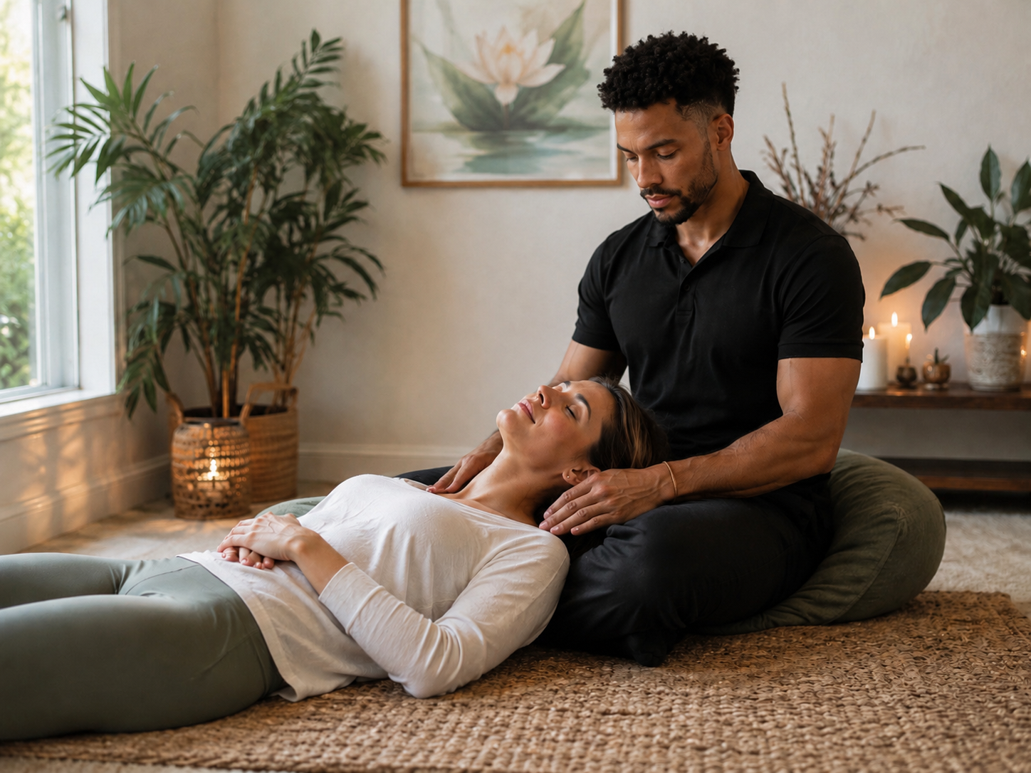 Founder or professional getting Massage/bodywork from certified practitioner person of color, northern California
