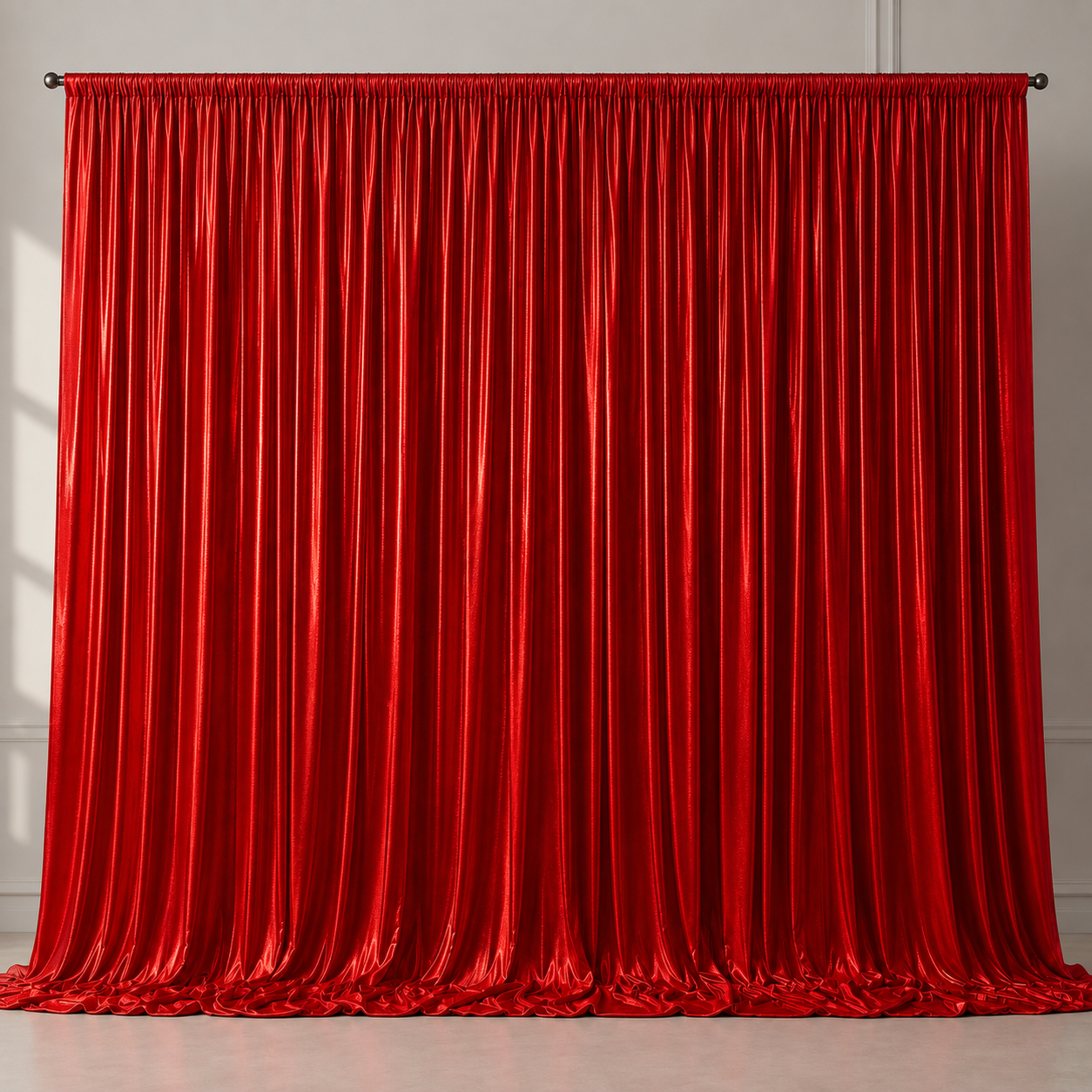 Red draped backdrop available for Reflections Photo Booth events