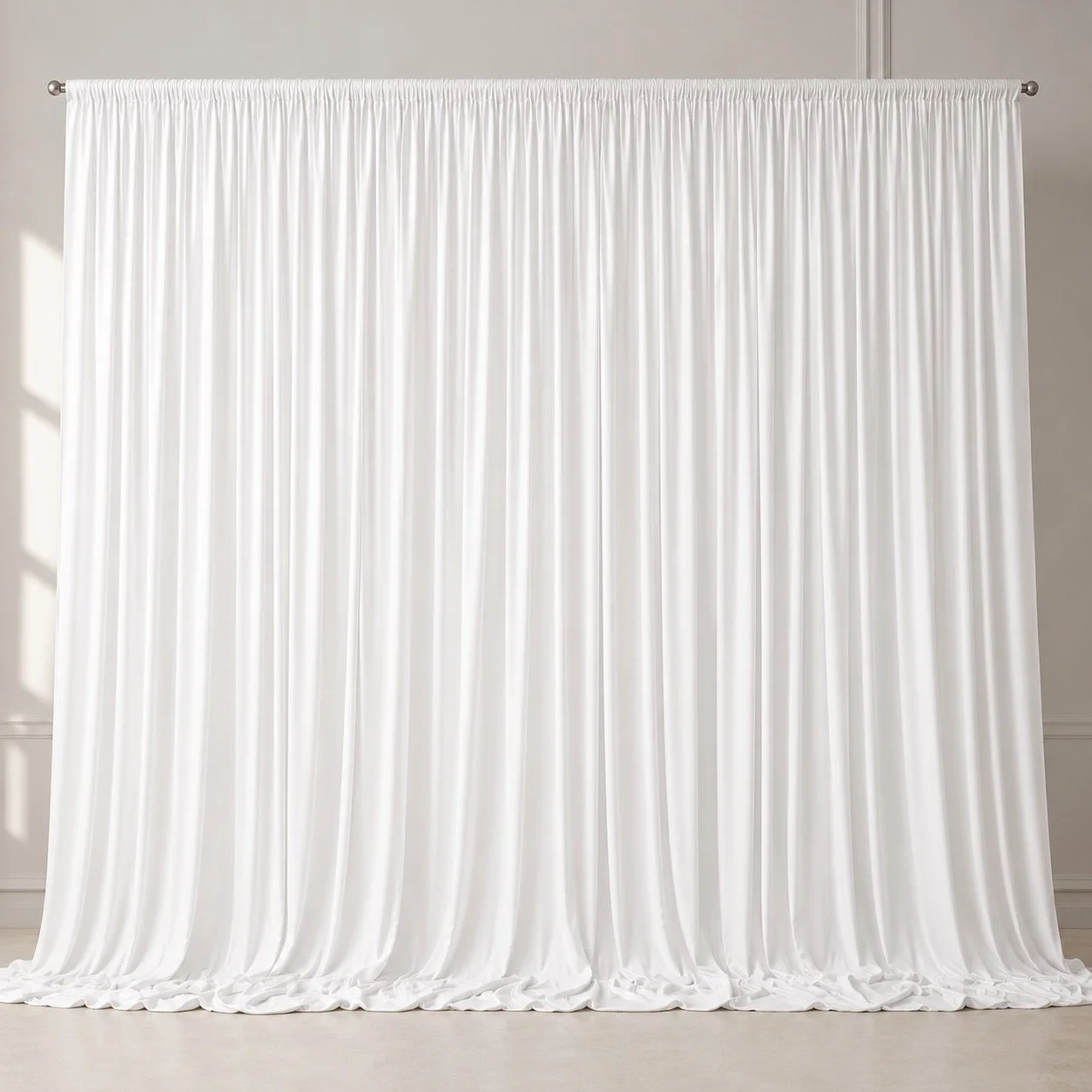 White draped backdrop available for Reflections Photo Booth events