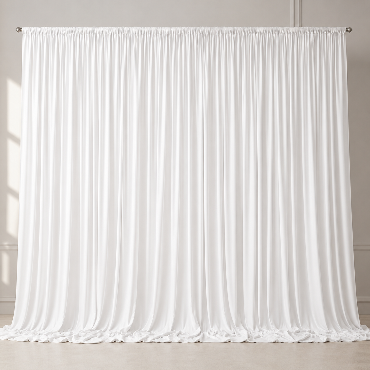 White draped backdrop available for Reflections Photo Booth events