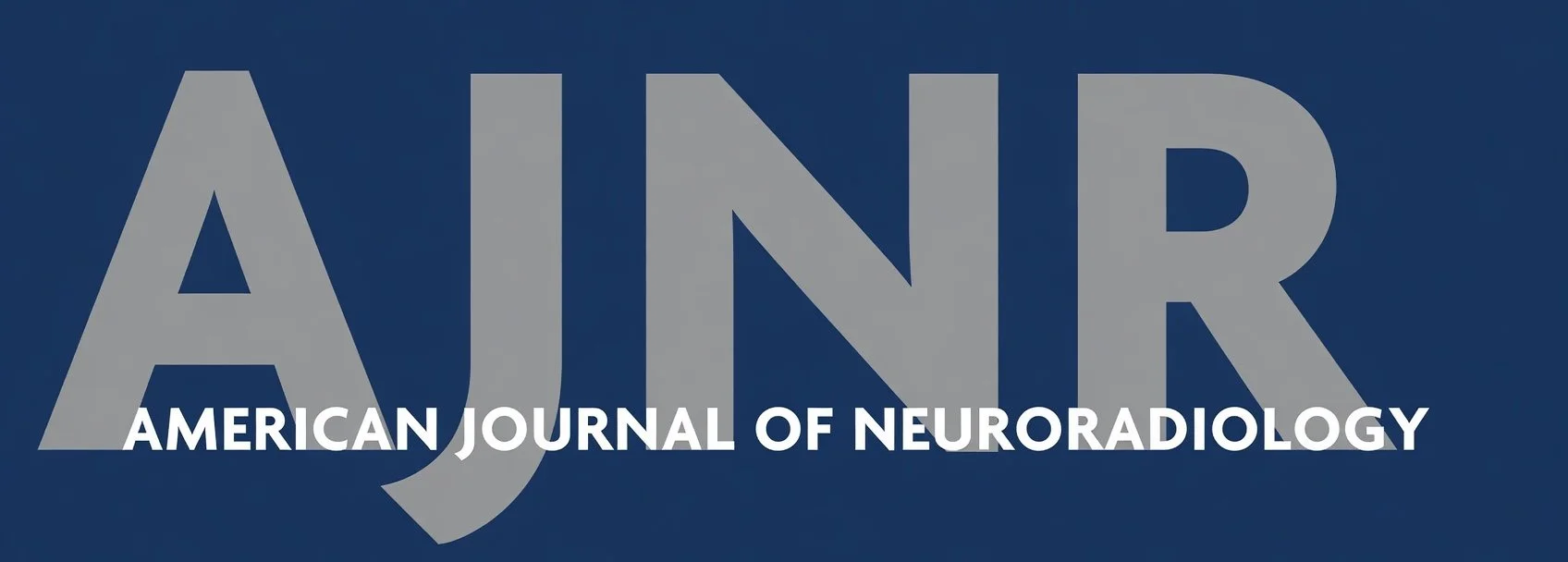 Cover of the American Journal of Neuroradiology with large gray letters 'AJNR' and smaller white text 'American Journal of Neuroradiology'.