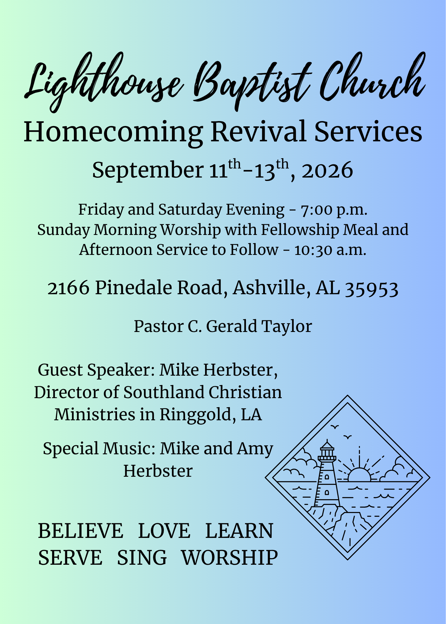 Revival Services Lighthouse Baptist Ashville with Mike Herbster