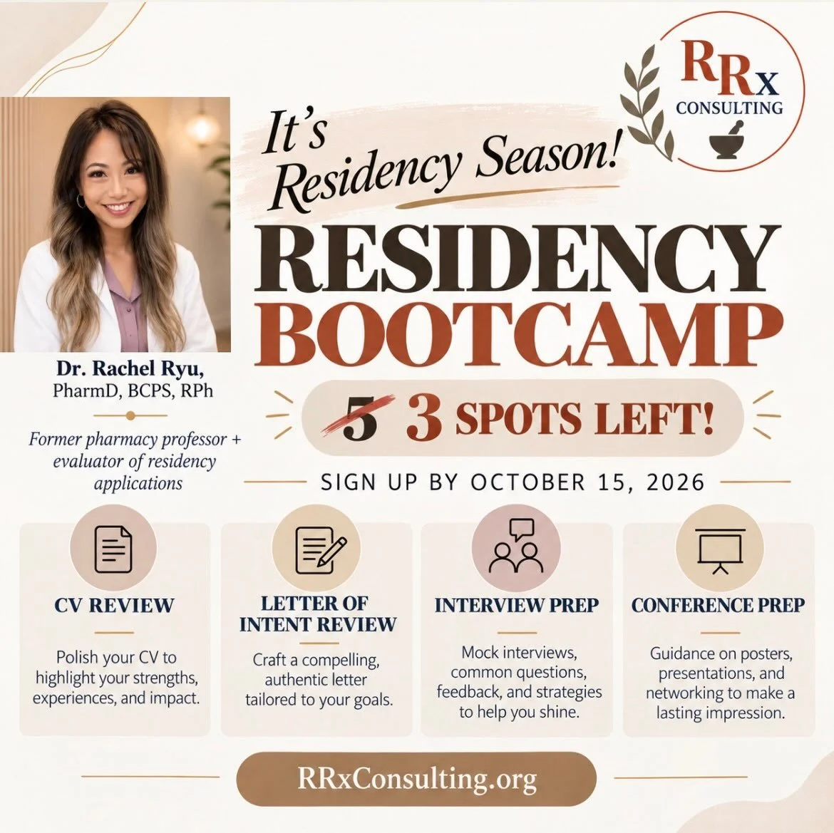 ✨ It&rsquo;s Residency Season! ✨

Residency applications can feel overwhelming but you don&rsquo;t have to navigate the process alone! 🤍

As a former pharmacy professor, one of the most meaningful parts of my career has been mentoring pharmacy stude