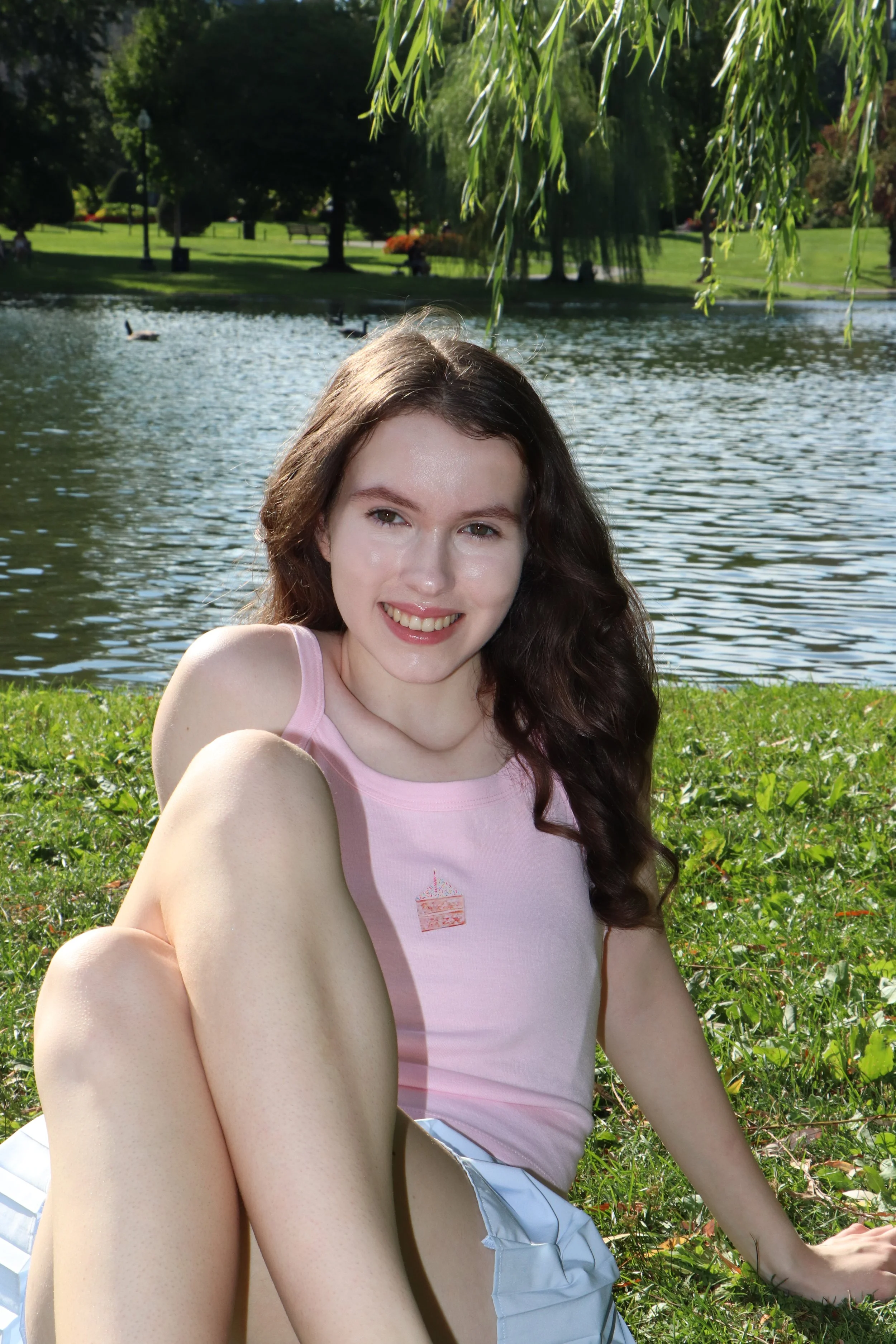 Women's Pink Spaghetti Cake Strap Tank Top