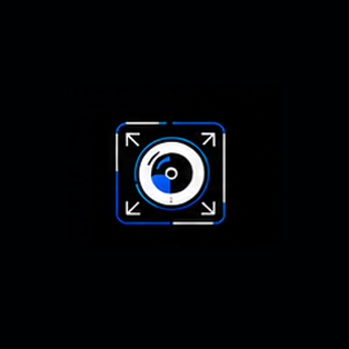 Camera focus indicator icon with four arrows pointing outward around a circular lens