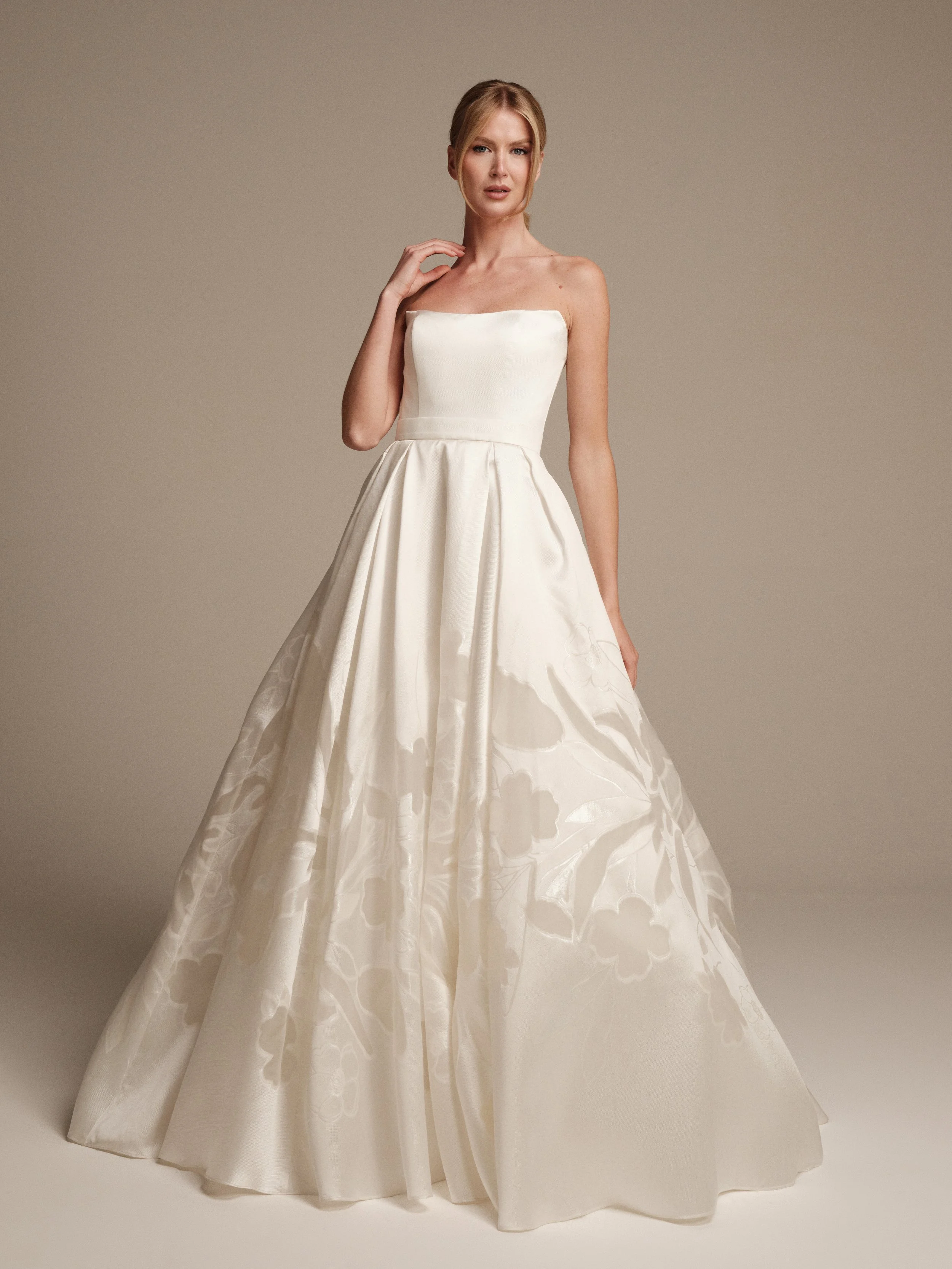 Maria Pia Fiore floral Mikado ballgown wedding dress
