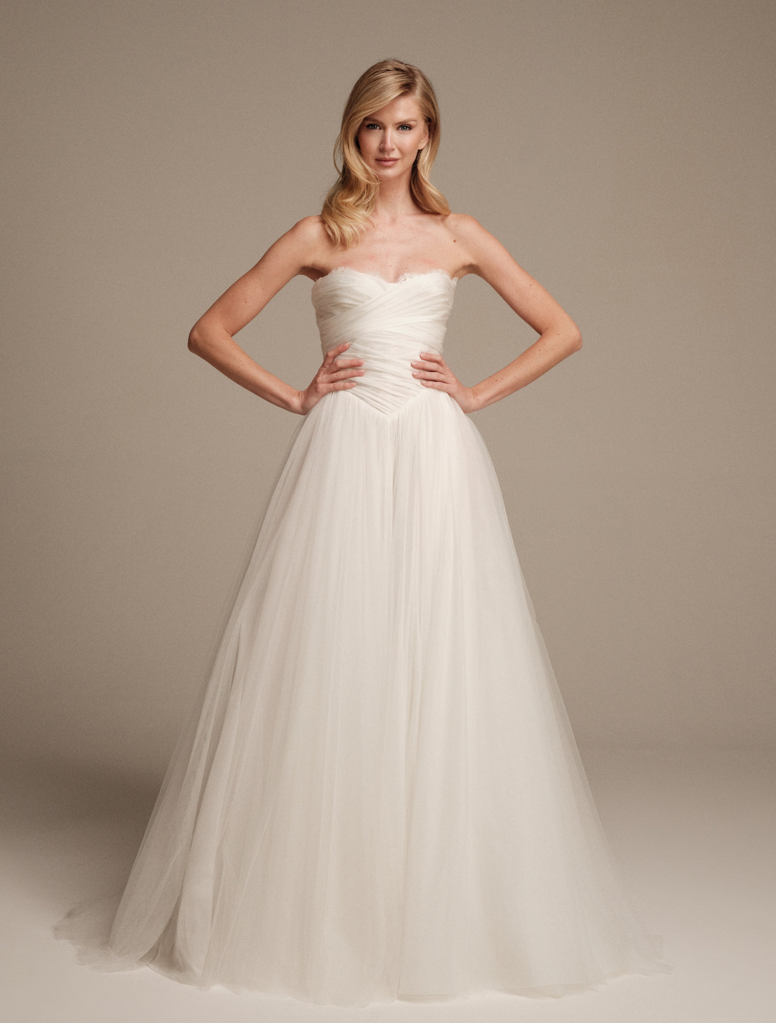 Maria Pia Aura strapless A-line wedding dress with hand-draped bodice