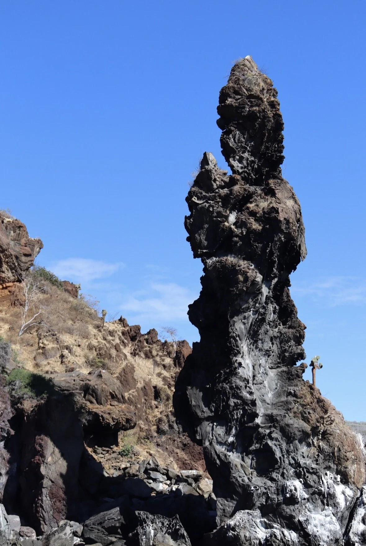 The Praying Monk rock formation at Buccaneer Cove Santiago Island Galapagos