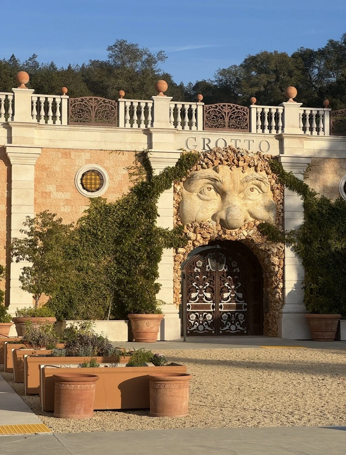 Entrance to Del Dotto cave tasting experience in Napa Valley