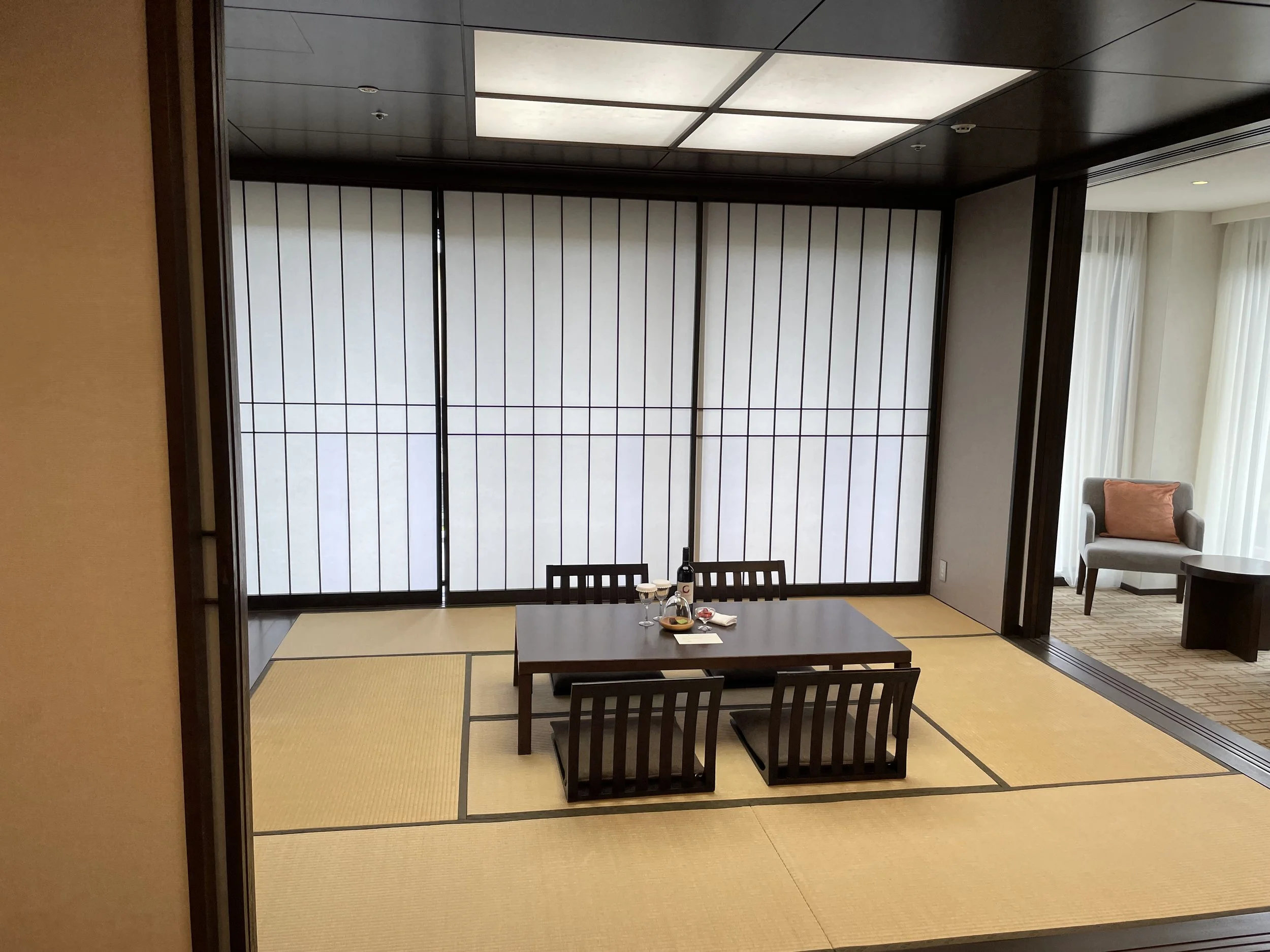 Traditional Japanese tatami sitting area in Hyatt Regency Hakone suite